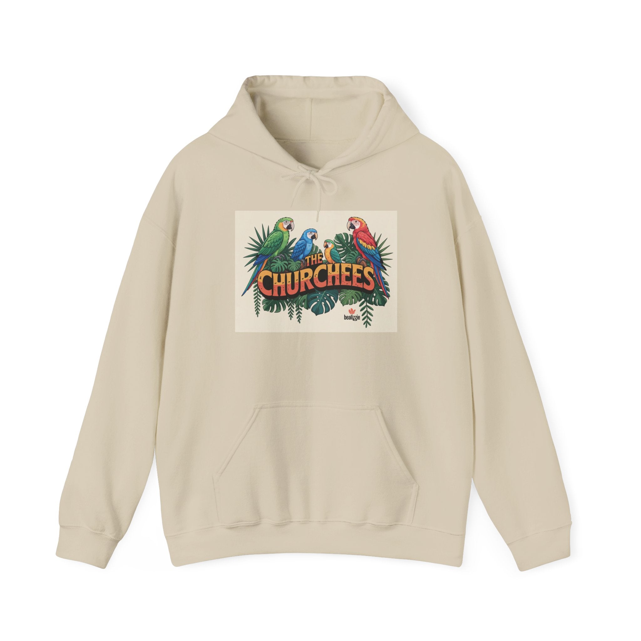 Sweat à capuche « CHURCHEES » Perroquet Tropical – Pull graphique d'oiseau insulaire vintage