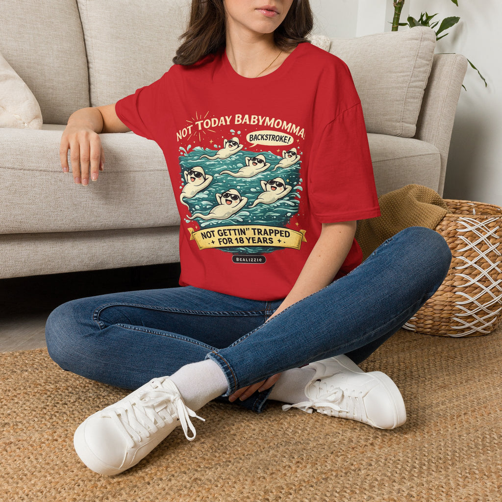 Backstroke Sloths T-Shirt — Cute Retro Swimming Sloth Design ("Backstroke! Not Today Harassment")