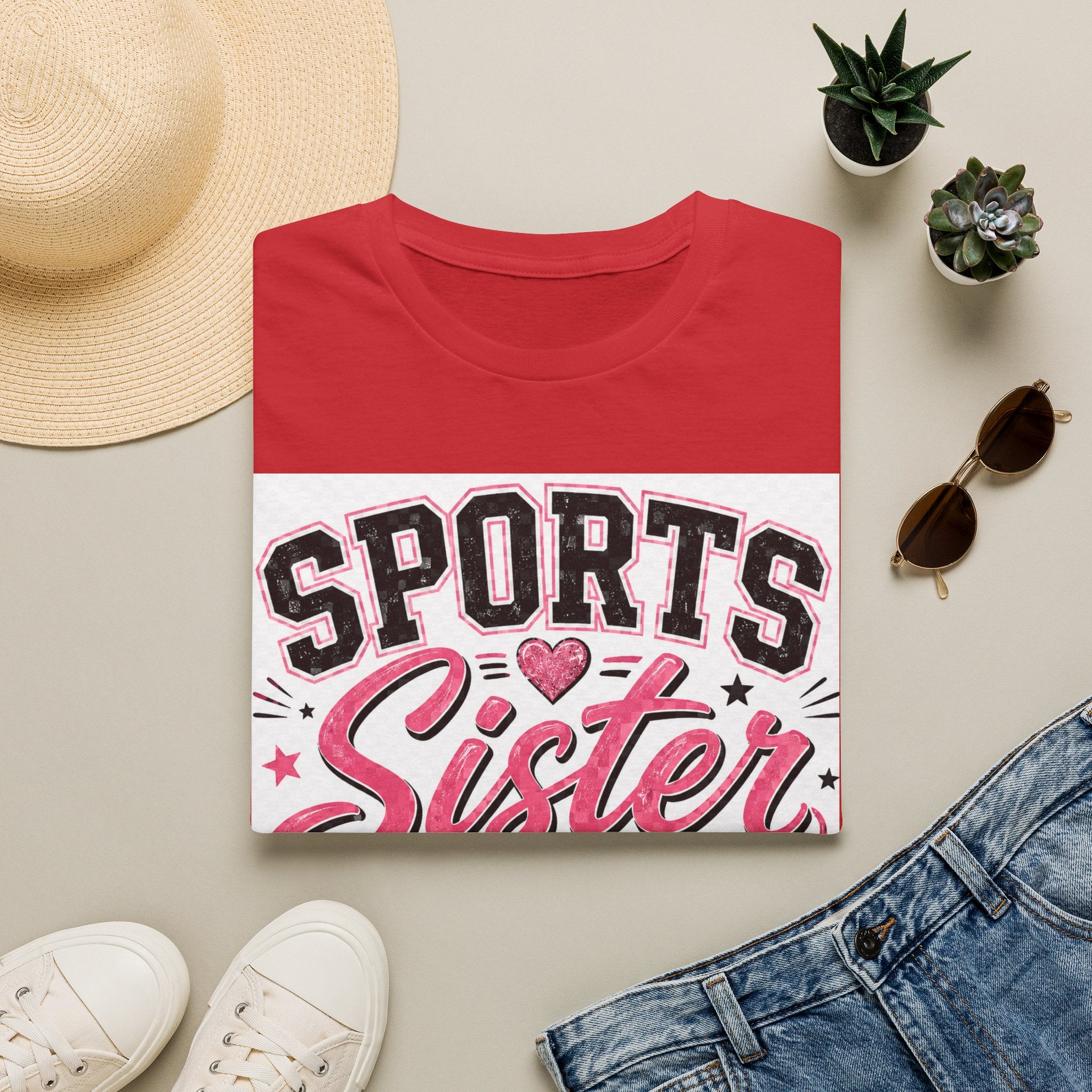Sports Sister T-Shirt — Athletic Sister Tee with Sports Balls Graphic