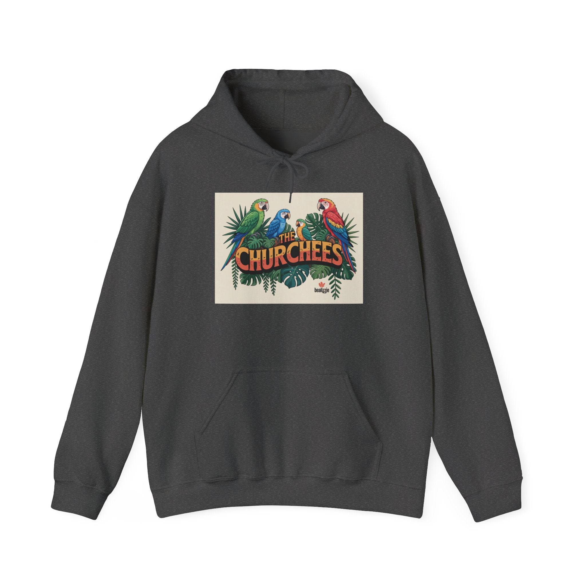 Sweat à capuche « CHURCHEES » Perroquet Tropical – Pull graphique d'oiseau insulaire vintage