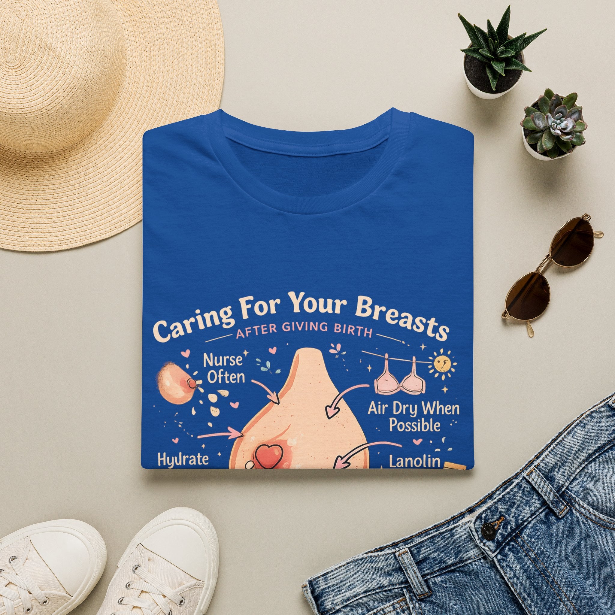 Breastfeeding Care T-Shirt — Caring For Your Breasts Nursing Guide Tee