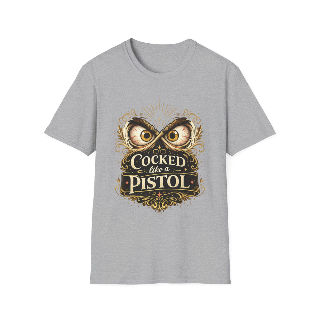 T-Shirt — "Cocked Like a Pistol" Owl Graphic Tee