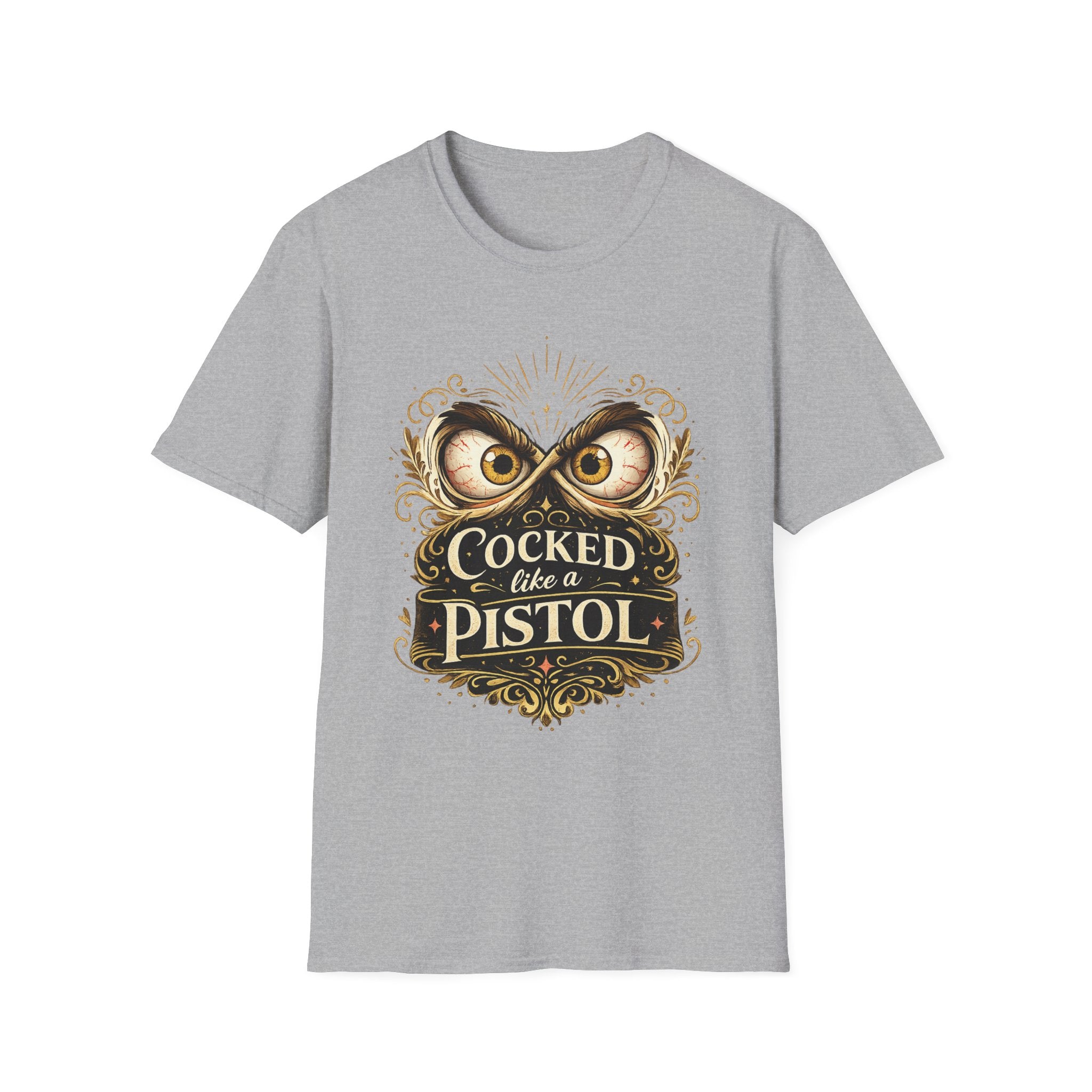 T-Shirt — "Cocked Like a Pistol" Owl Graphic Tee
