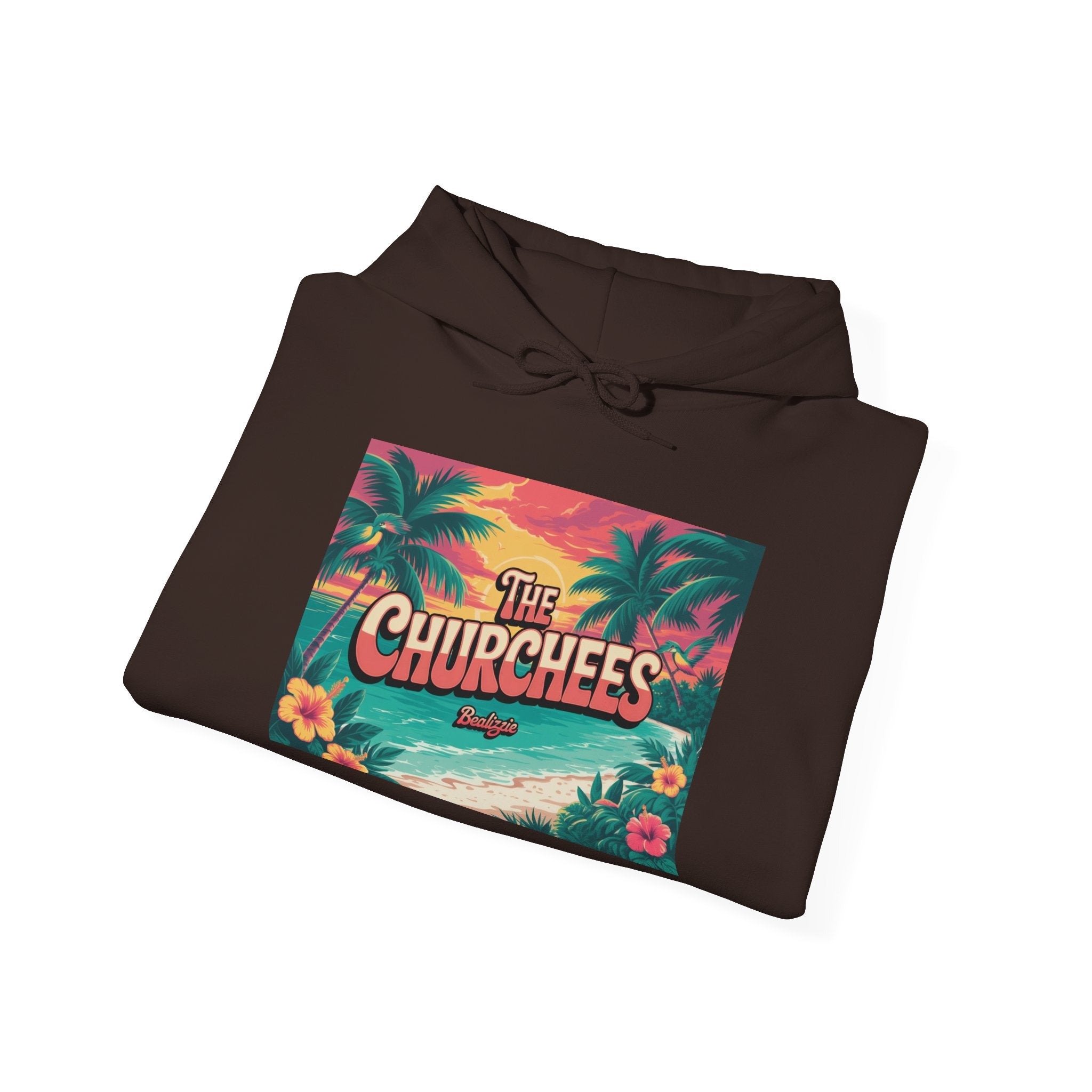 The Churchees Tropical Beach Hoodie — Retro Surf Palm Tree Sweatshirt