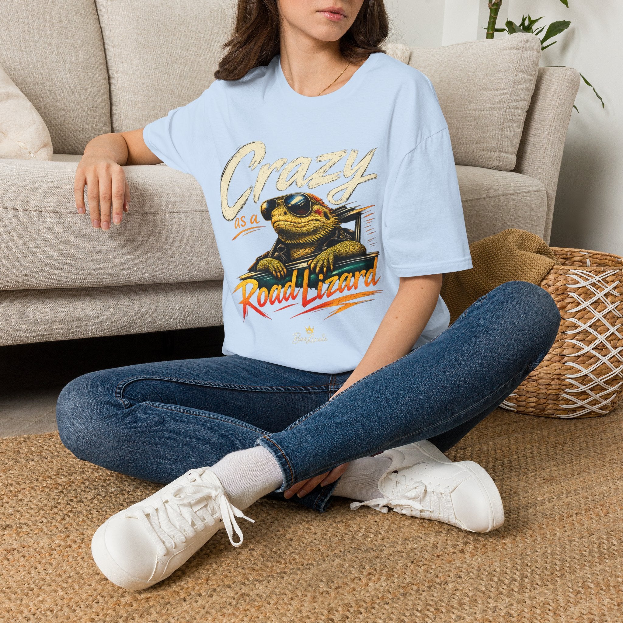 Crazy Road Lizard T-Shirt — Retro Graphic Tee with Sunglasses Lizard