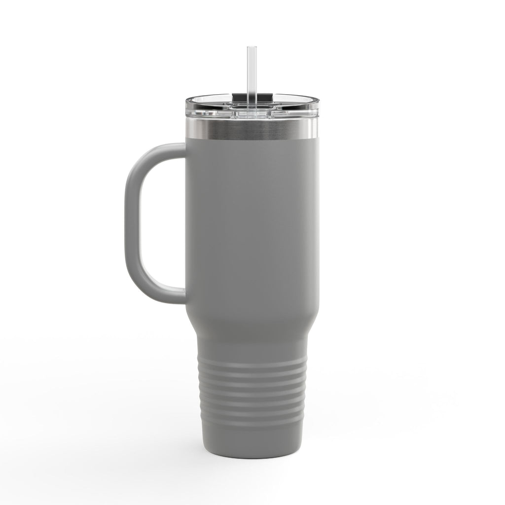 40oz Insulated Travel Mug — Steampunk Gear Floral Motorcycle Skull