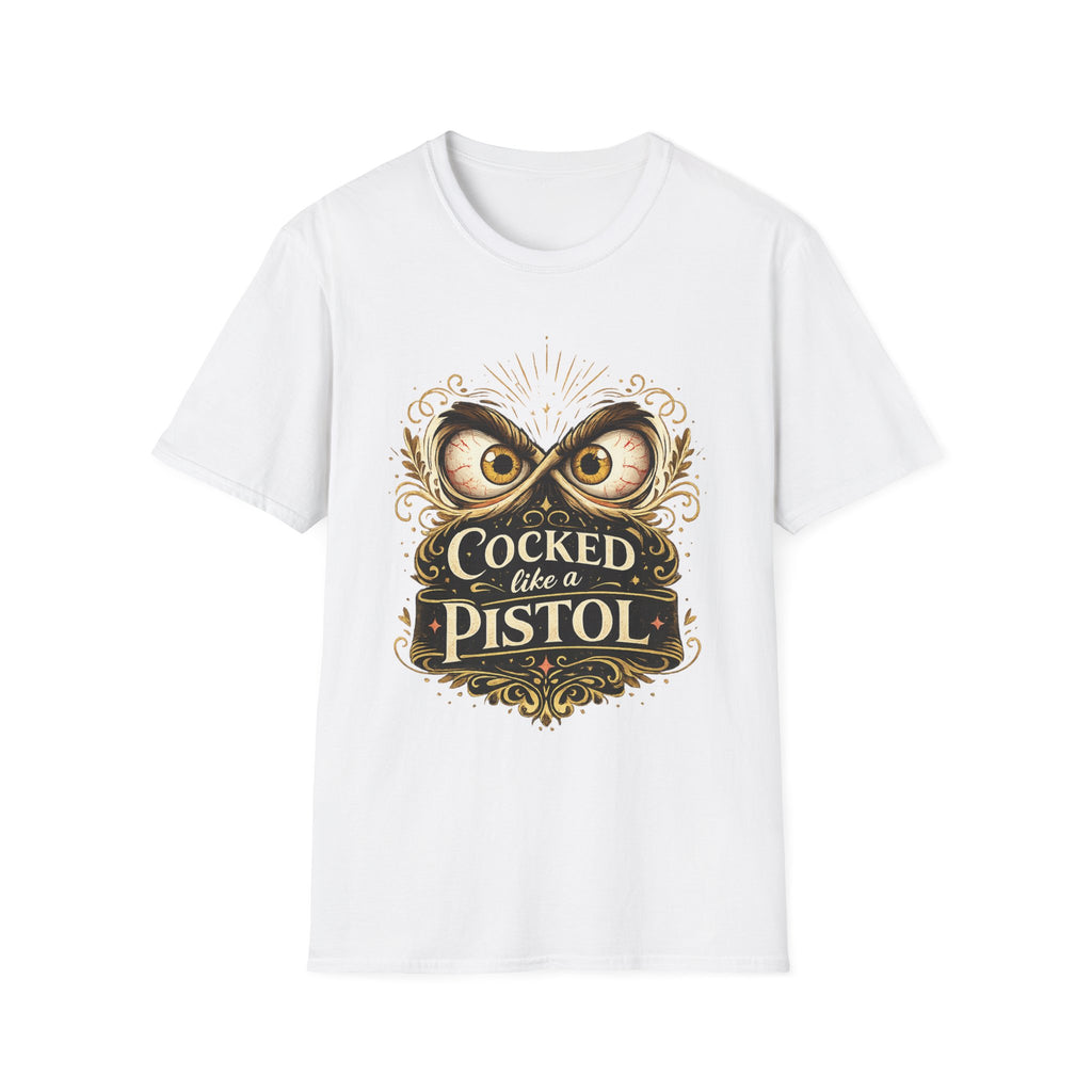 T-Shirt — "Cocked Like a Pistol" Owl Graphic Tee