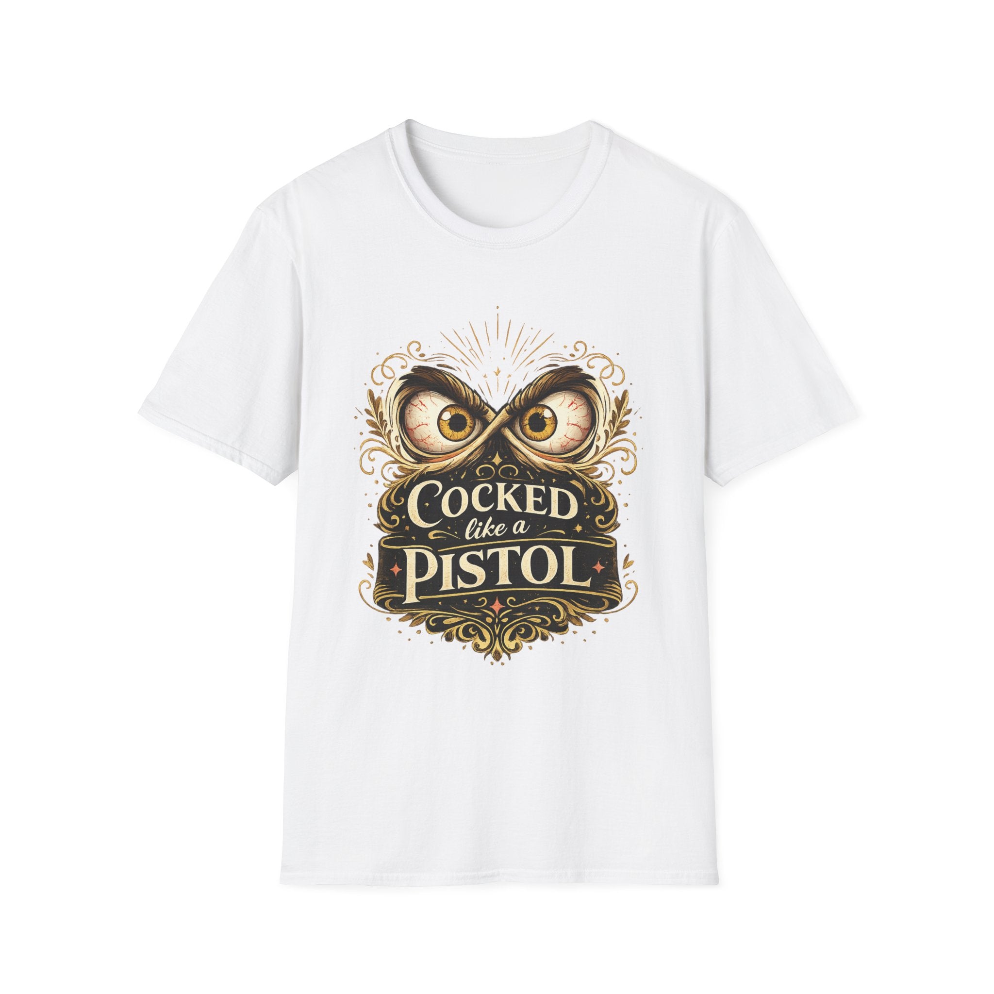 T-Shirt — "Cocked Like a Pistol" Owl Graphic Tee