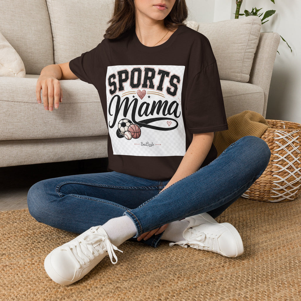 Sports Mama T‑Shirt — Cute Athletic Mom Tee with Heart & Ball Design