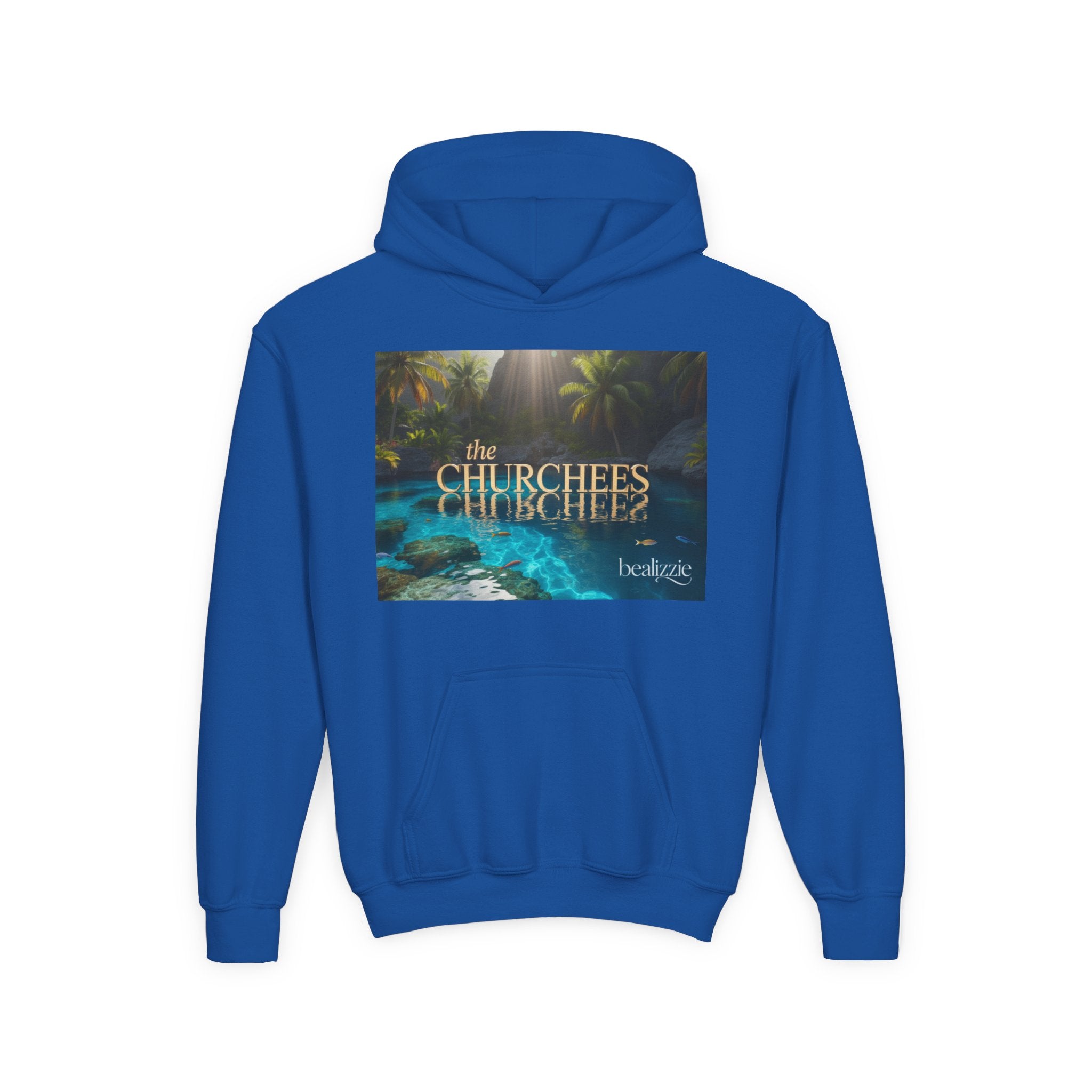 Youth Hoodie – "the CHURCHEES" Tropical Pool Graphic Sweatshirt