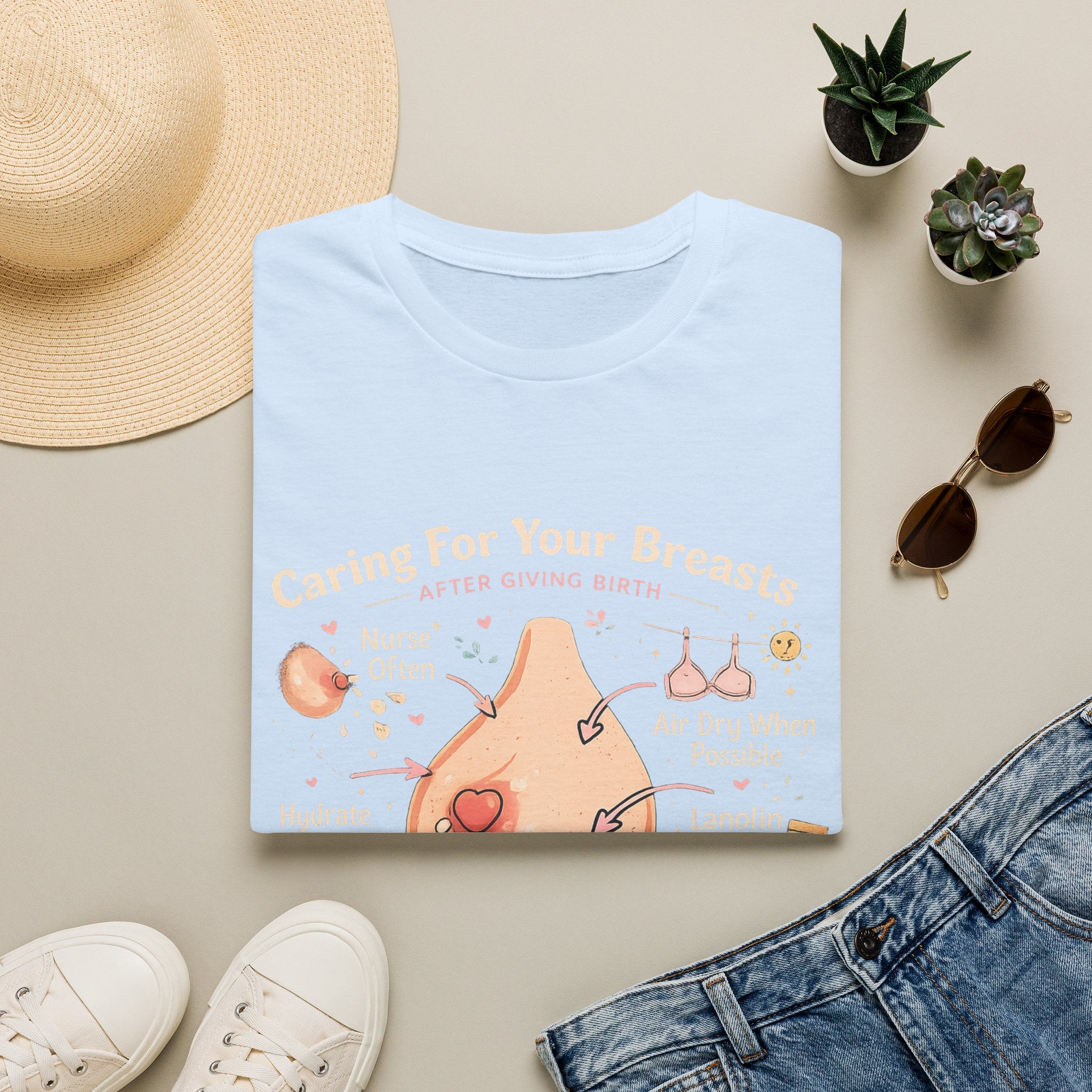 Breastfeeding Care T-Shirt — Caring For Your Breasts Nursing Guide Tee