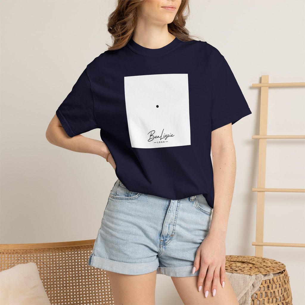 Minimalist "Breathe" Script T-Shirt — Small Center Dot Design