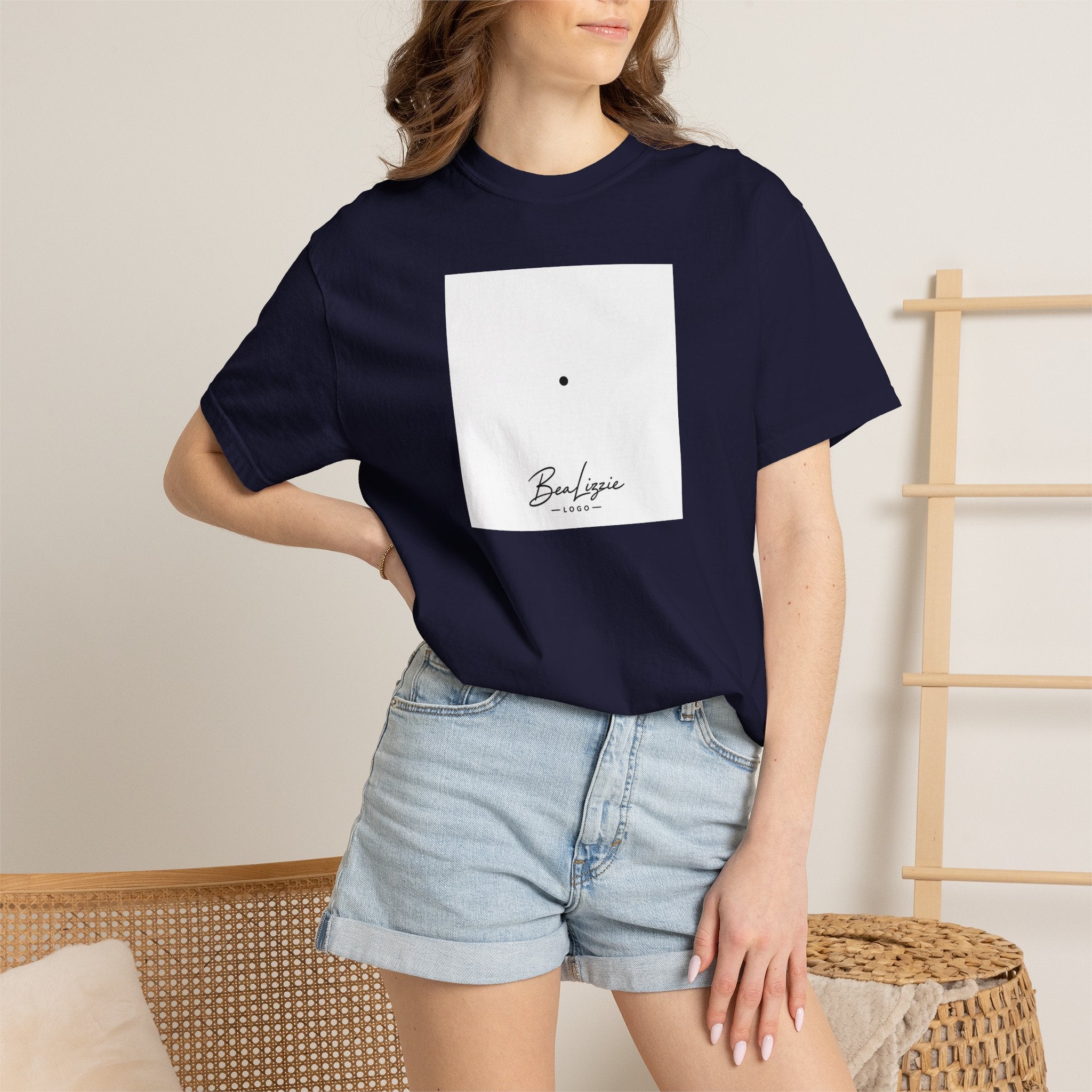 Minimalist "Breathe" Script T-Shirt — Small Center Dot Design
