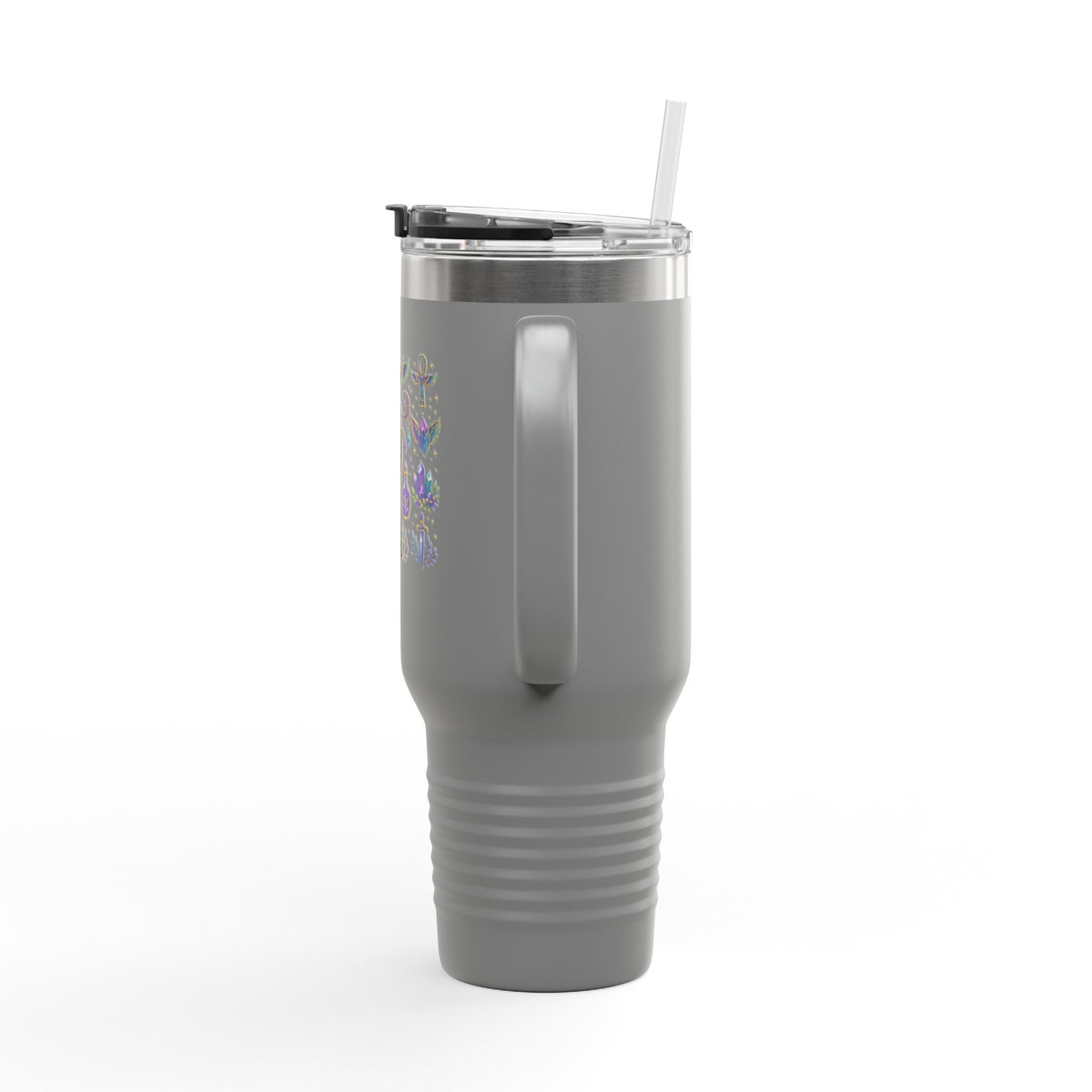 40oz Insulated Travel Mug — Mystical Symbols Floral Hamsa Stainless Steel Tumbler