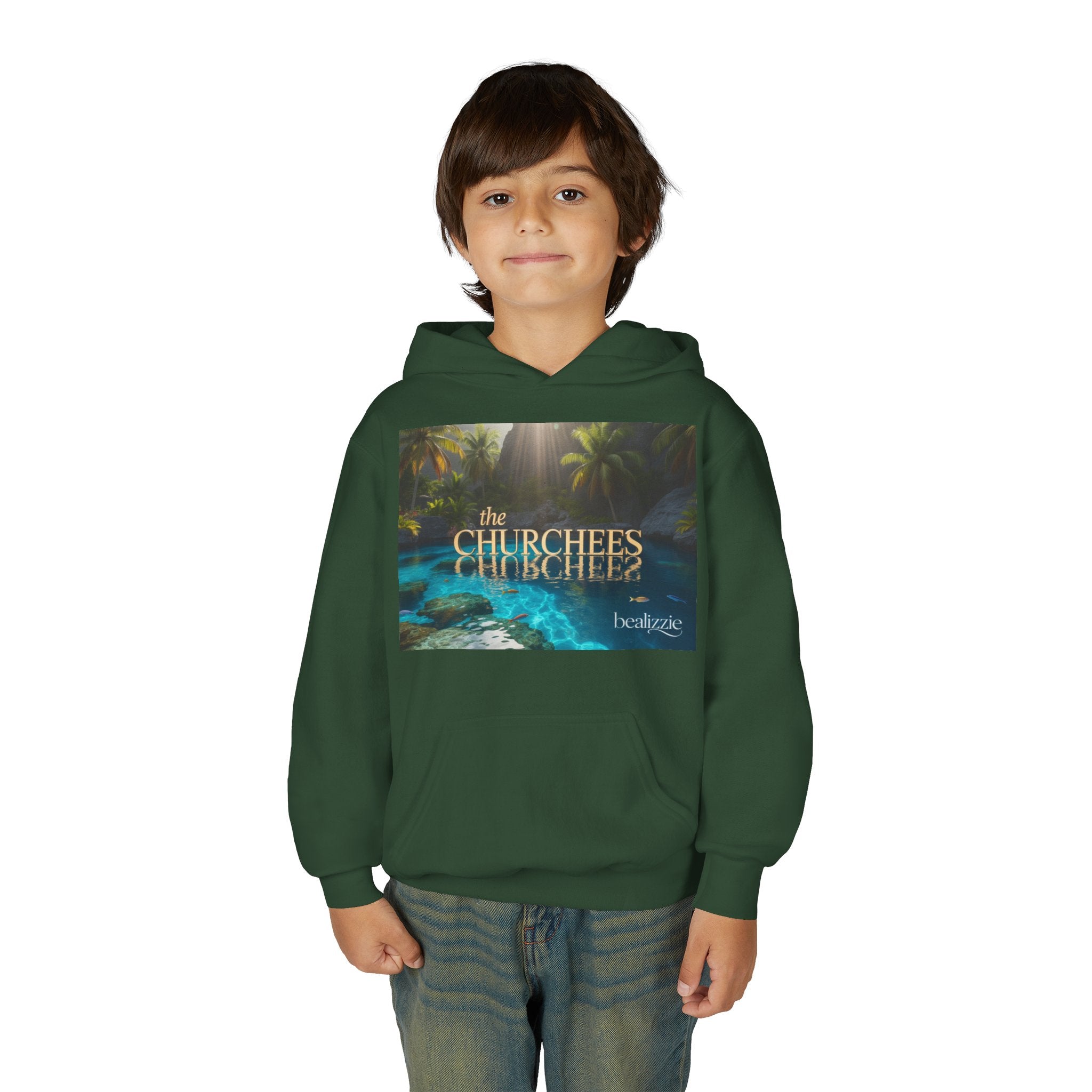 Sweat à capuche enfant – Sweat-shirt à motif piscine tropicale « The CHURCHEES »