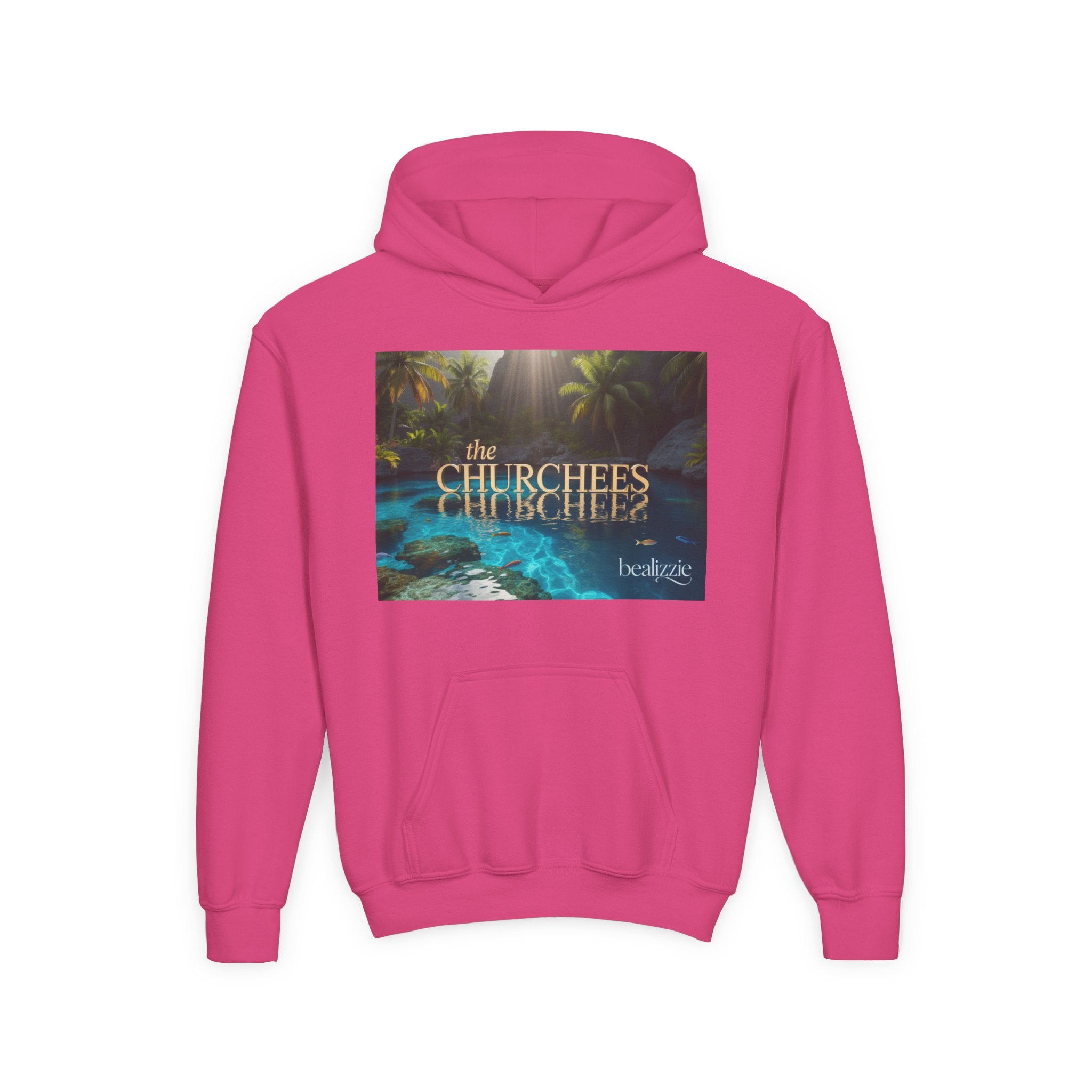 Youth Hoodie – "the CHURCHEES" Tropical Pool Graphic Sweatshirt