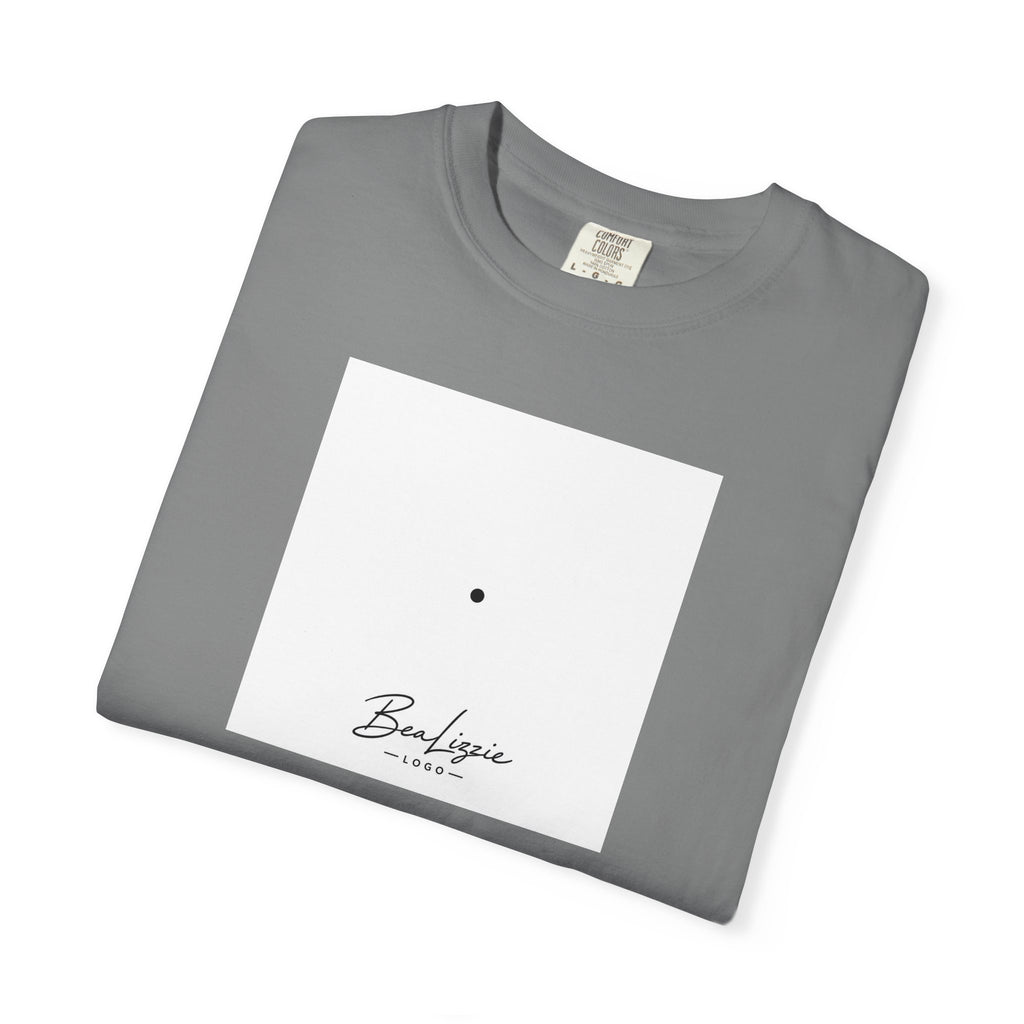 Minimalist "Breathe" Script T-Shirt — Small Center Dot Design