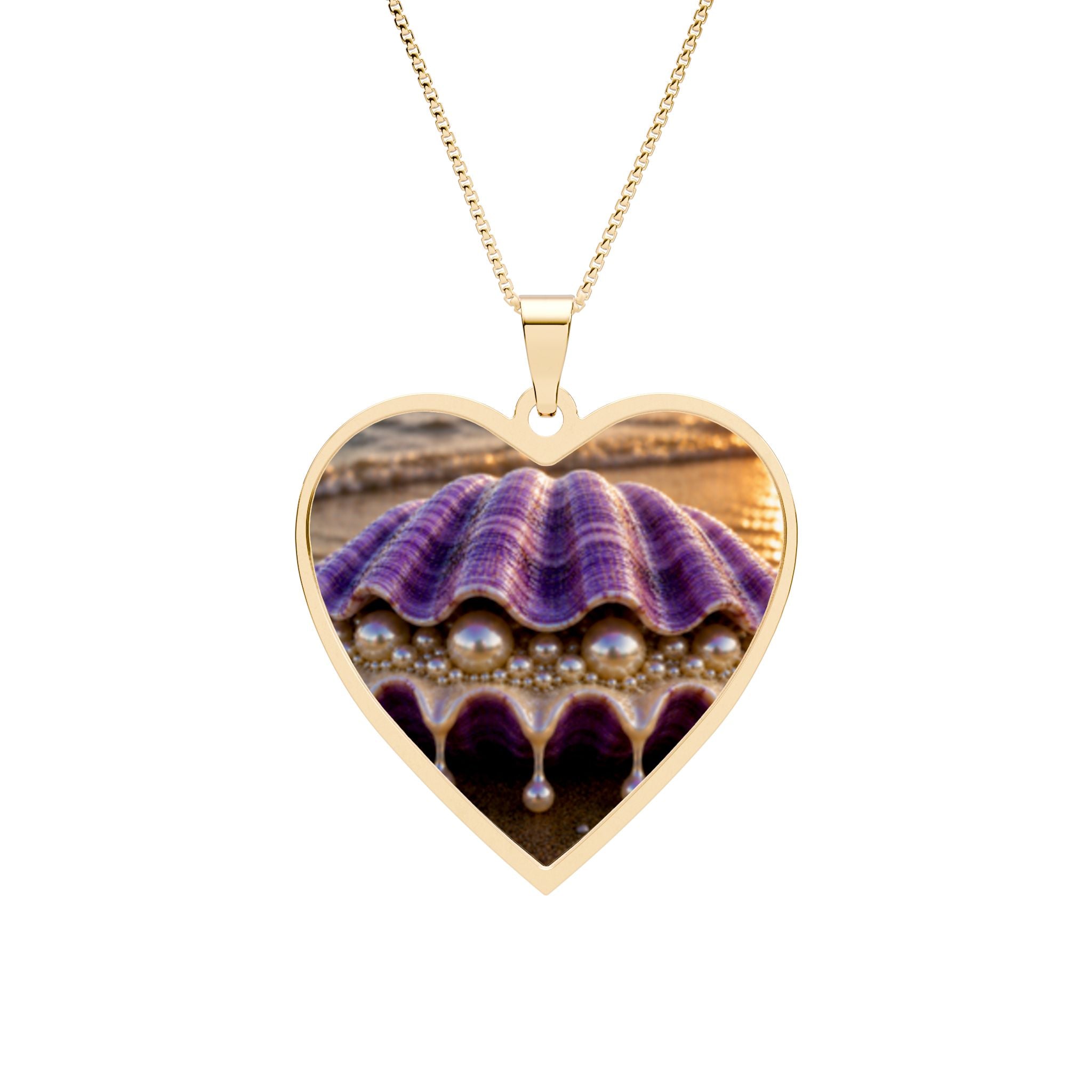 Heart Photo Pendant Necklace — Personalized Shell & Pearl Frame Jewelry
