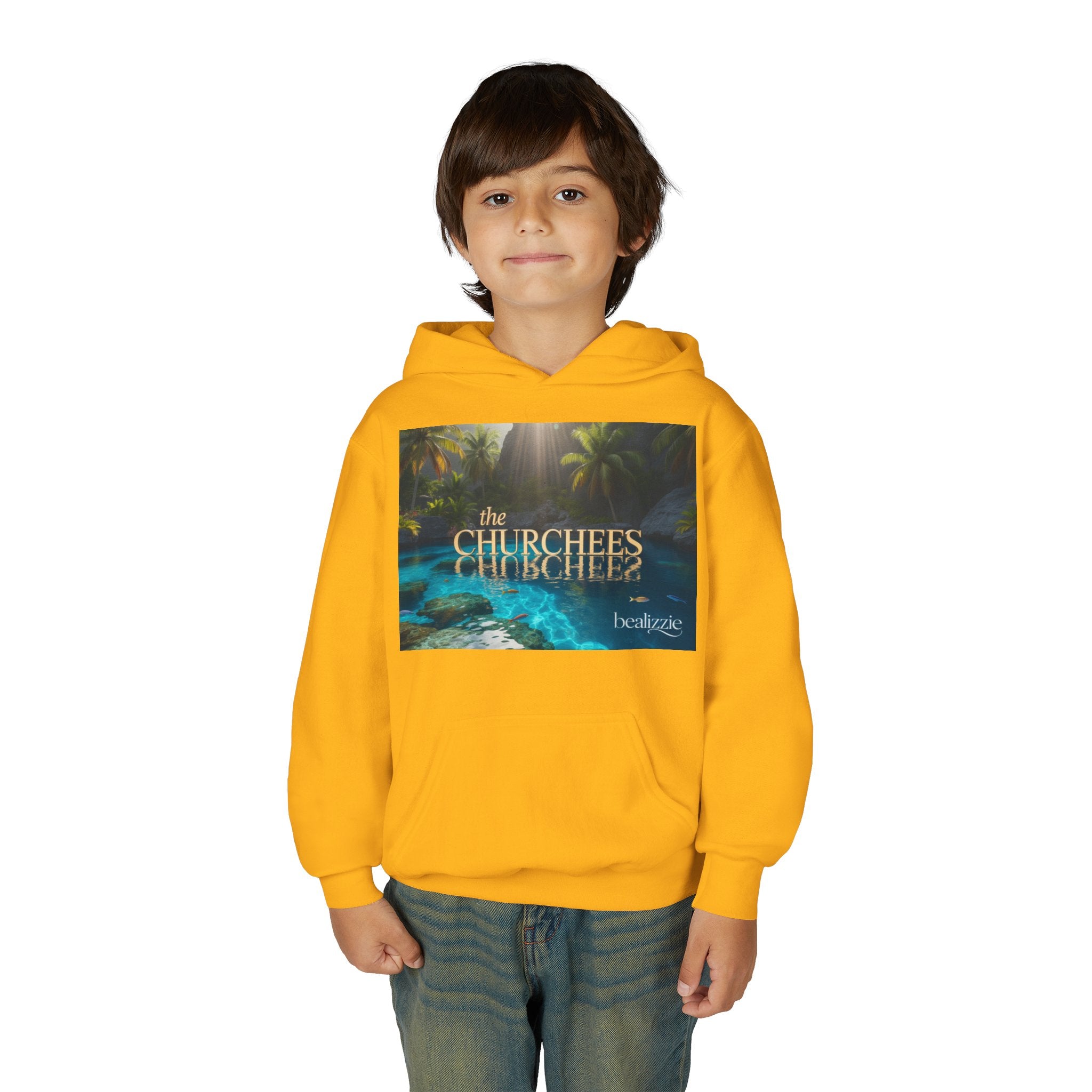 Sweat à capuche enfant – Sweat-shirt à motif piscine tropicale « The CHURCHEES »