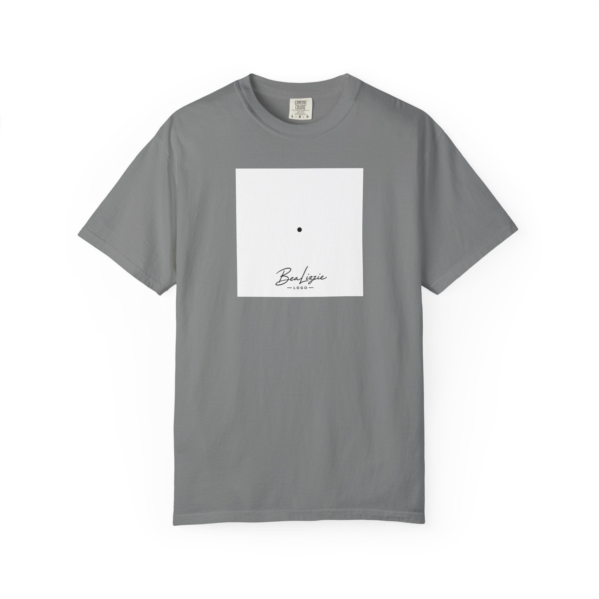 Minimalist "Breathe" Script T-Shirt — Small Center Dot Design