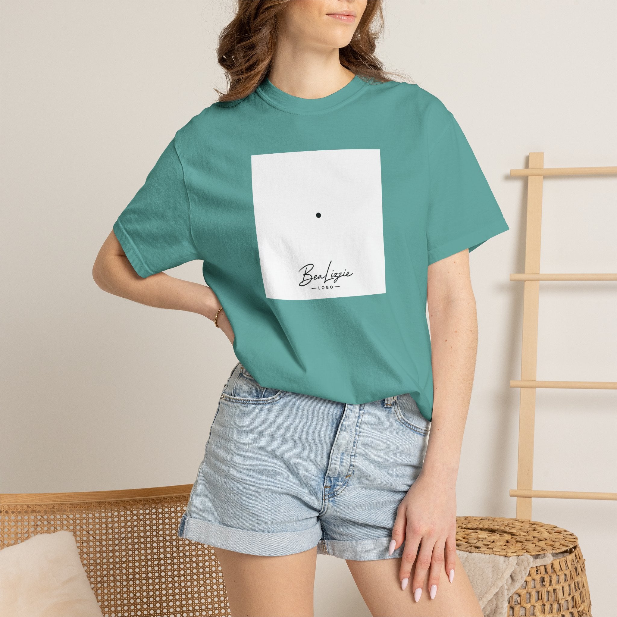 Minimalist "Breathe" Script T-Shirt — Small Center Dot Design
