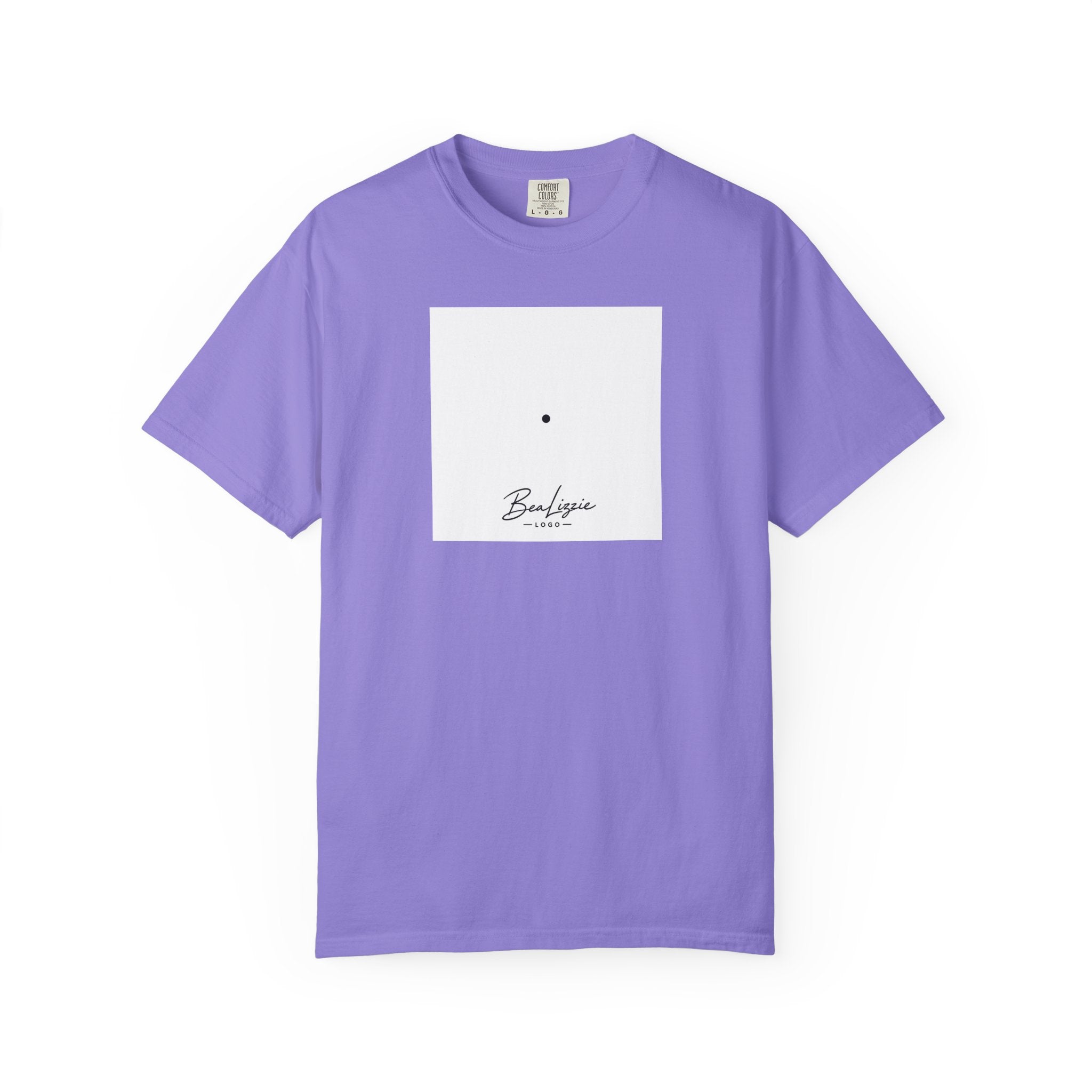 Minimalist "Breathe" Script T-Shirt — Small Center Dot Design
