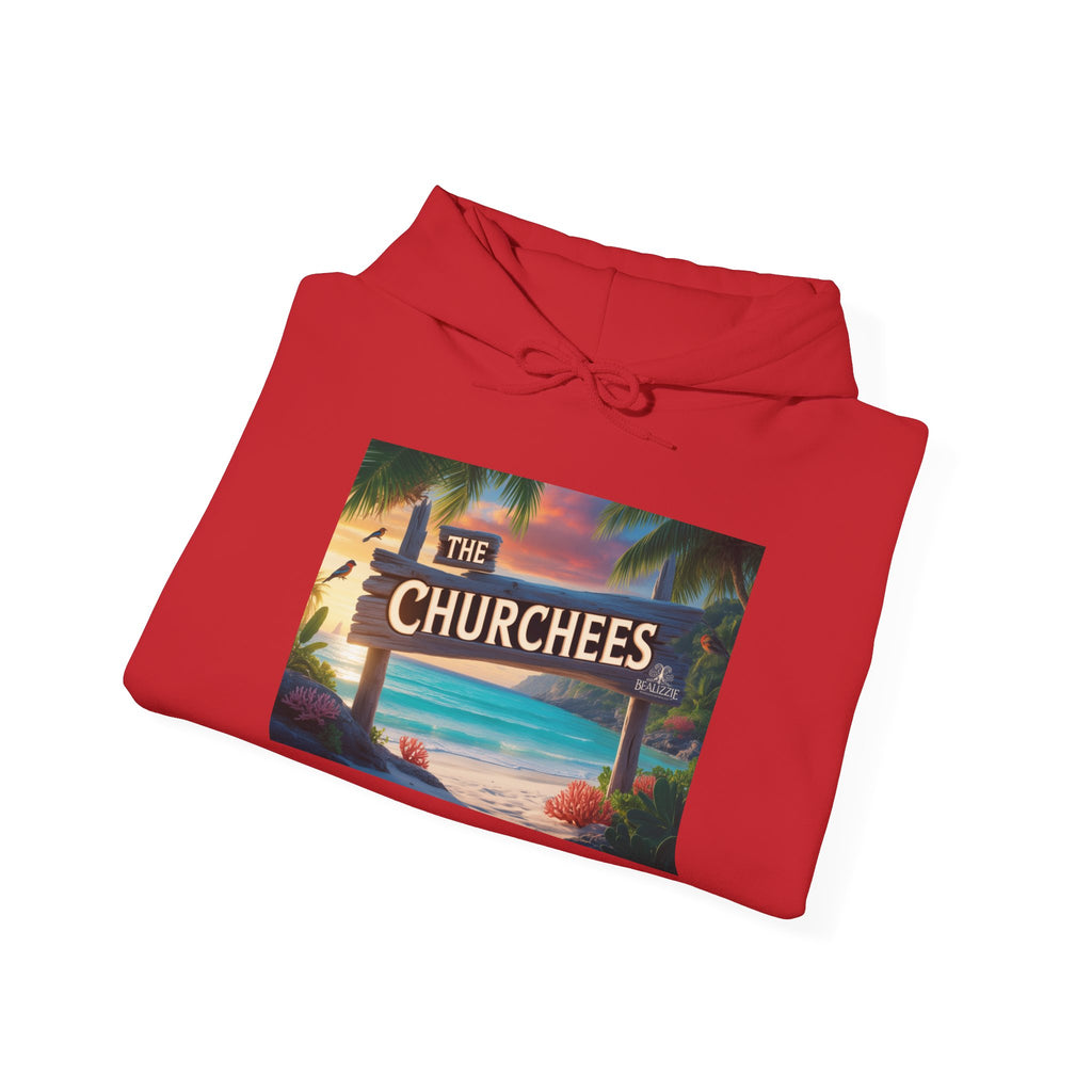 The Churchees Retro Beach Hoodie – Vintage Surf Sign Graphic Sweatshirt