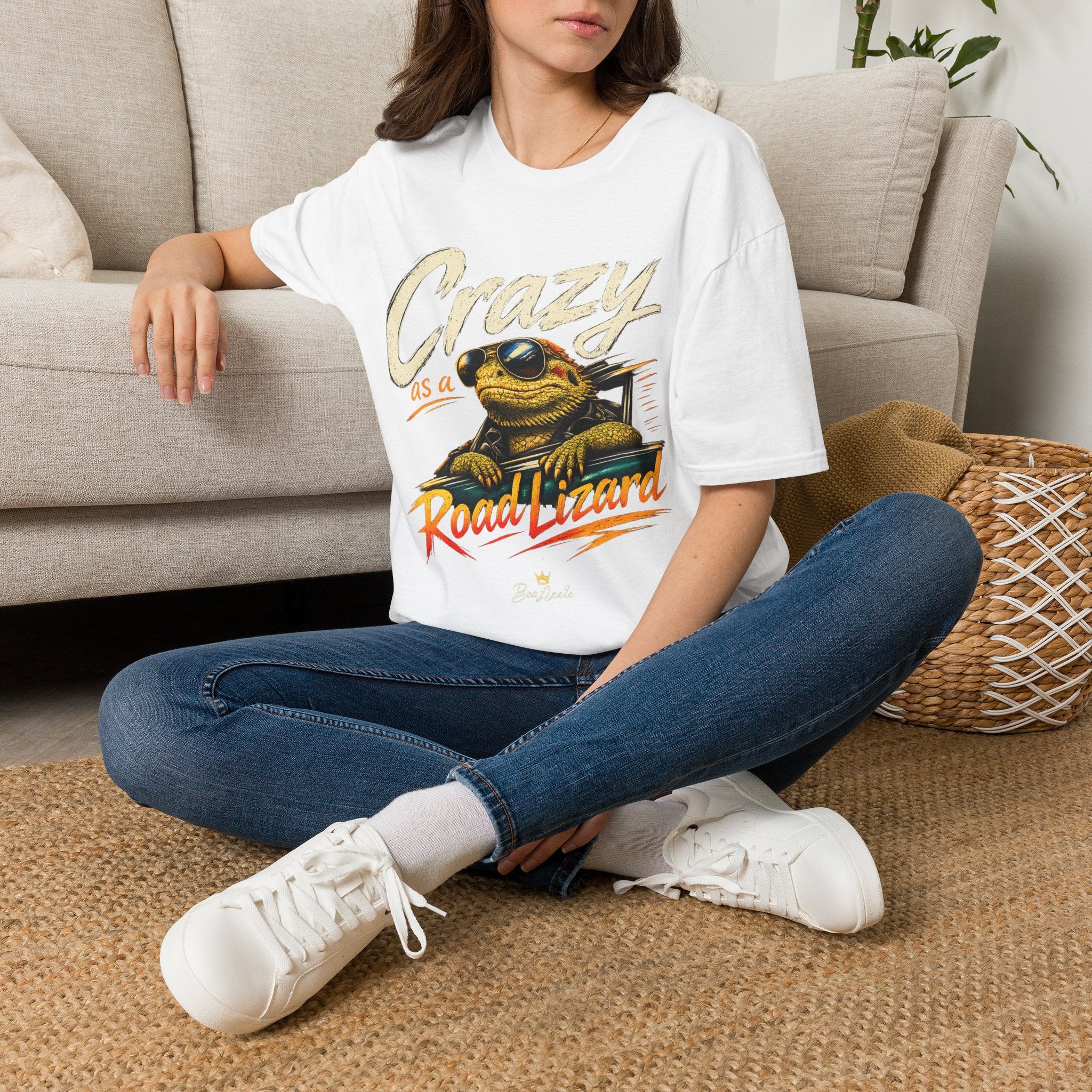 Crazy Road Lizard T-Shirt — Retro Graphic Tee with Sunglasses Lizard