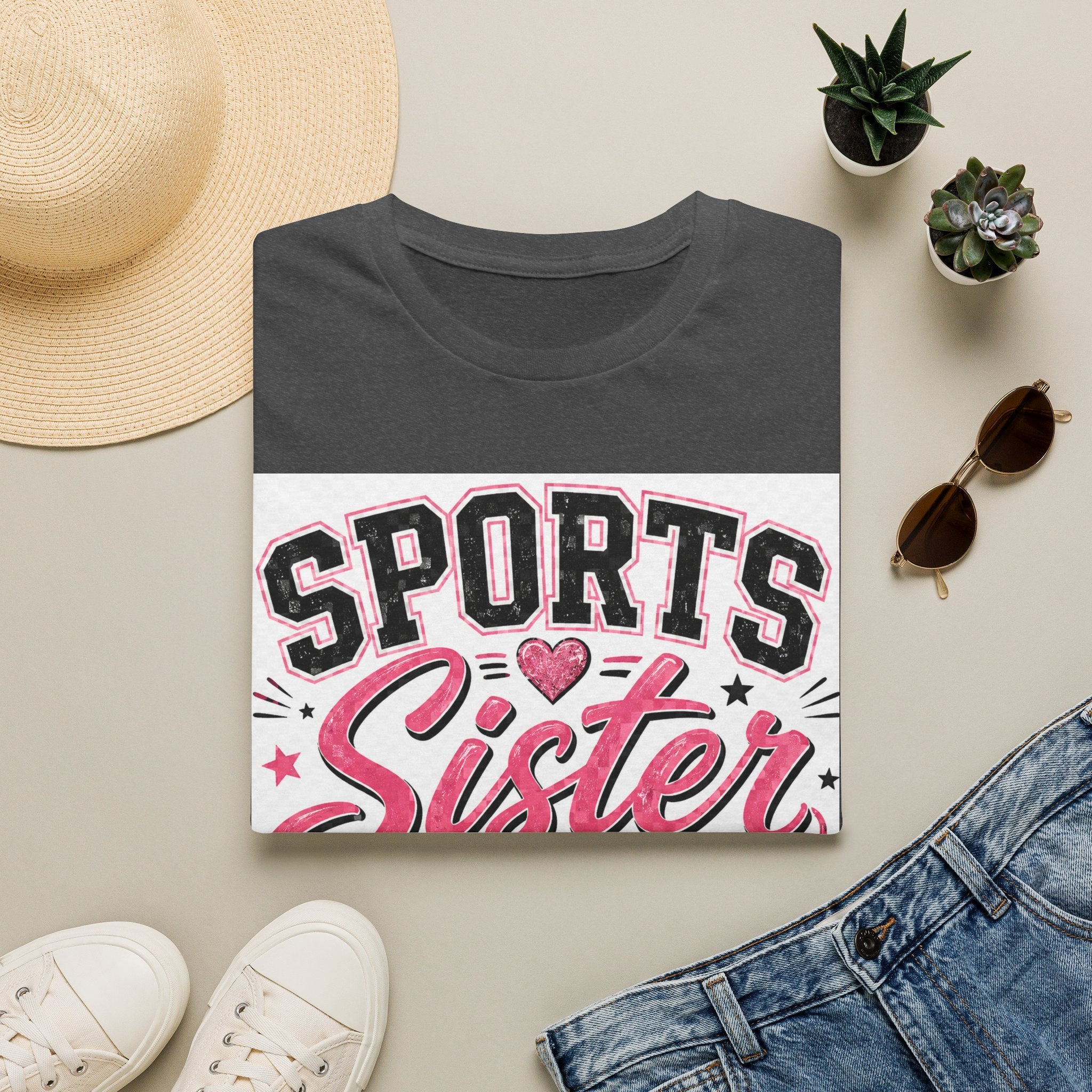 Sports Sister T-Shirt — Athletic Sister Tee with Sports Balls Graphic