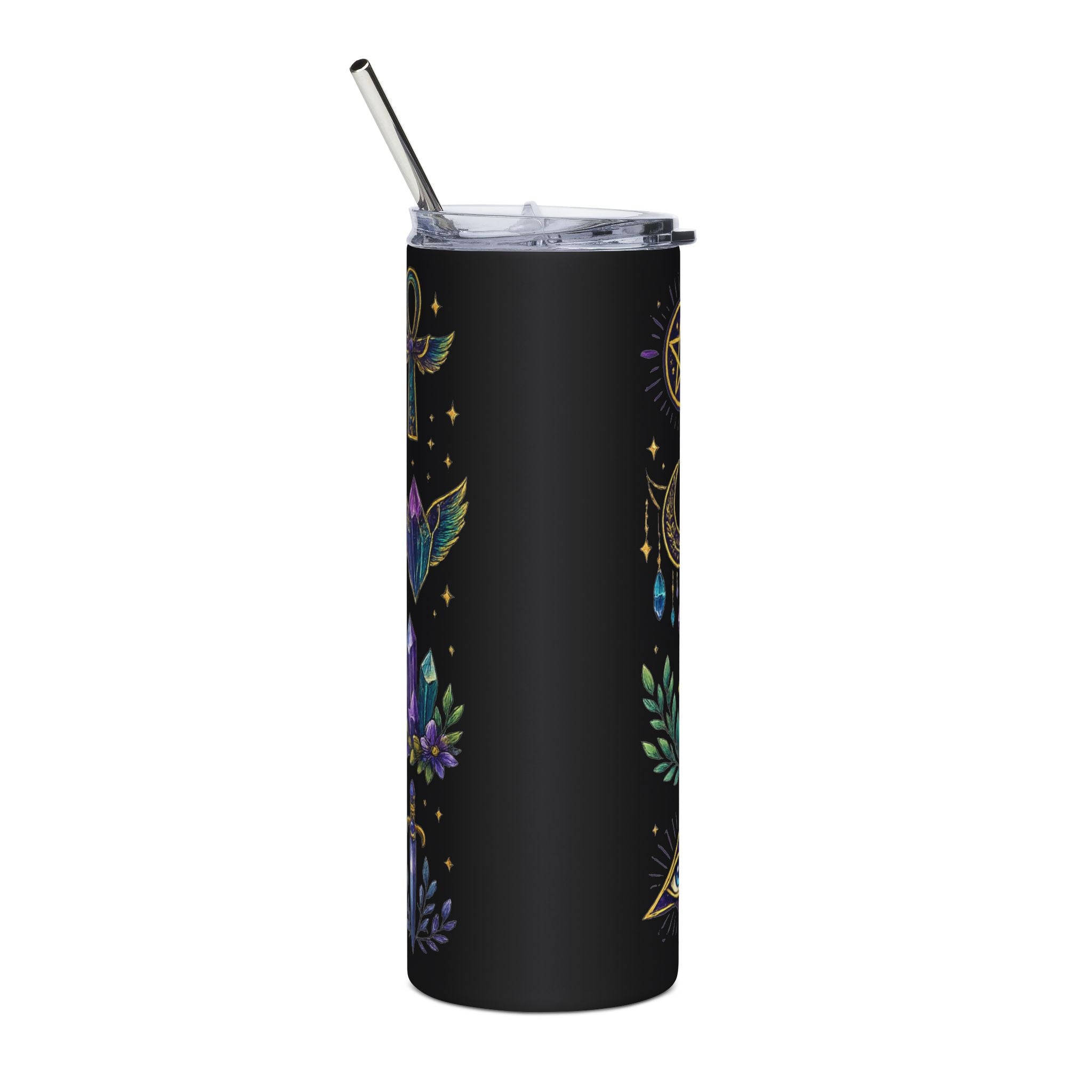 Mystic Symbols 20oz Stainless Tumbler — Hamsa, All-Seeing Eye & Moon Magic