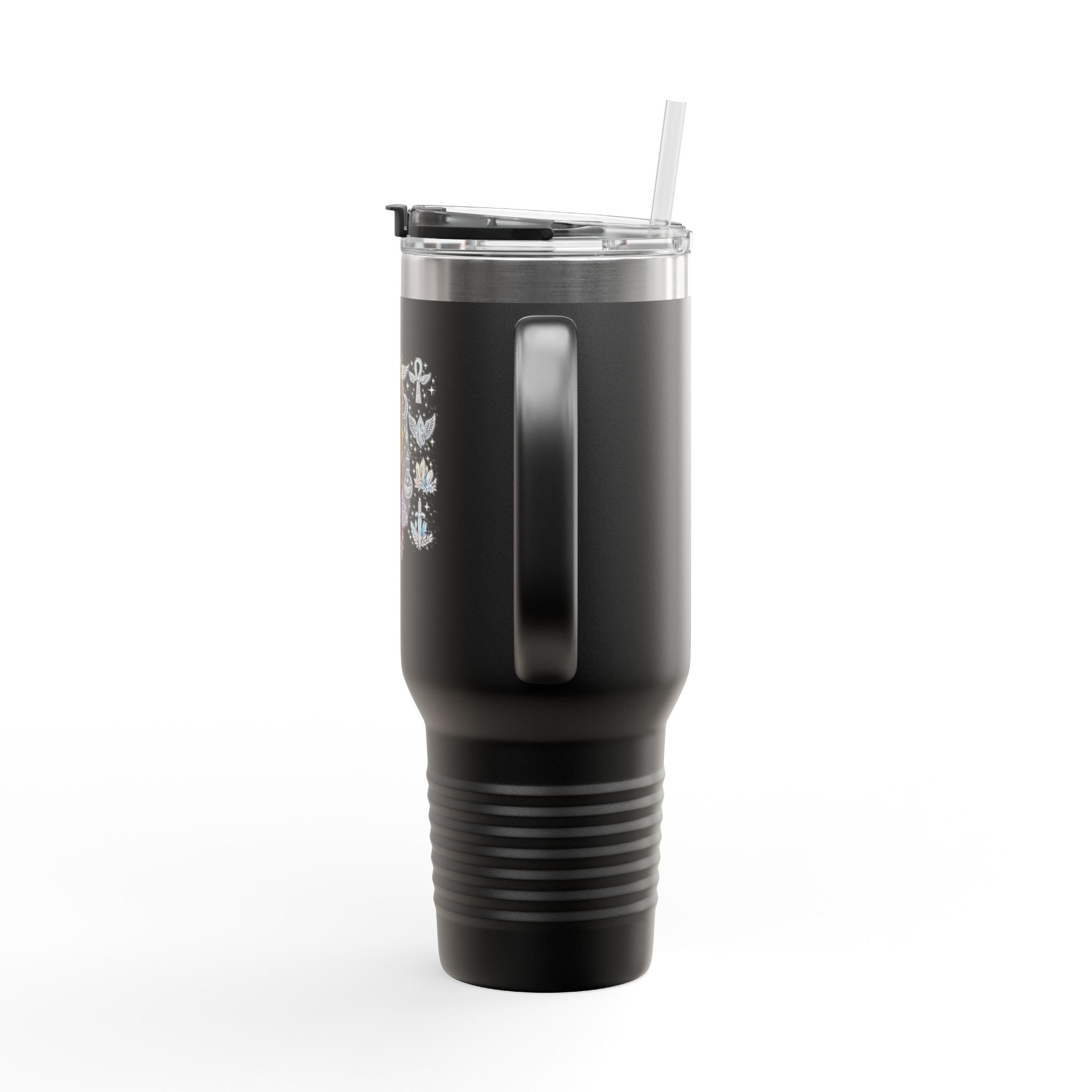 40oz Insulated Travel Mug — Steampunk Gear Floral Motorcycle Skull
