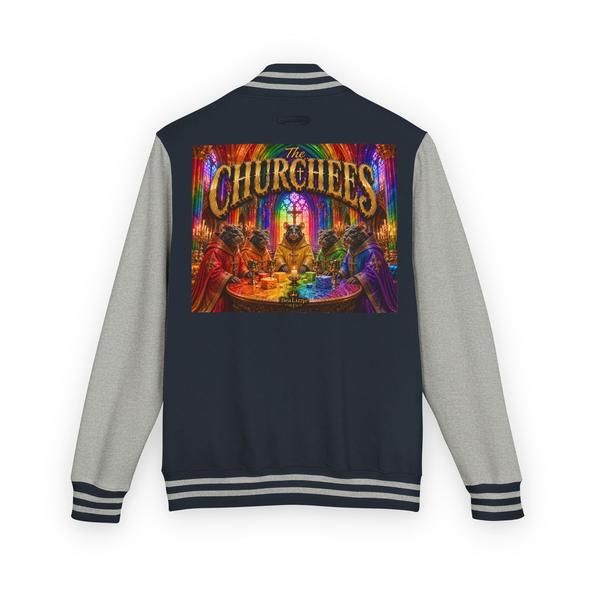 Letterman Jacket — Colorful 'The Churchlees' Retro Band Graphic