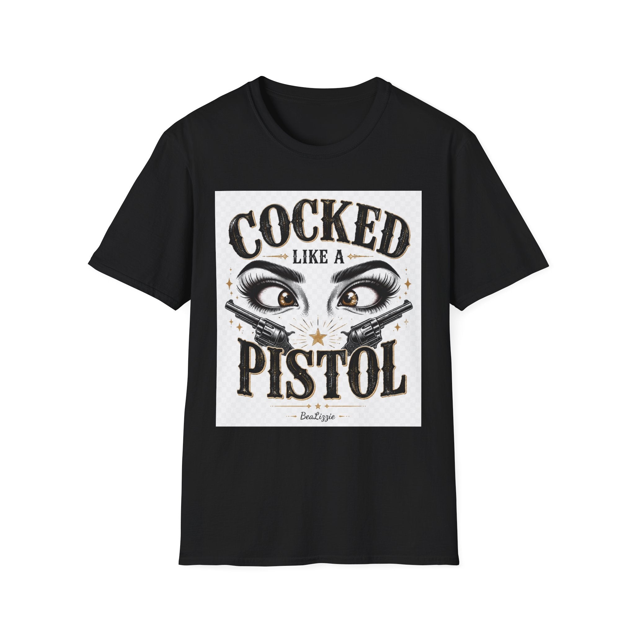 Cocked Like a Pistol T-Shirt — Retro Western Eyelash Graphic Tee