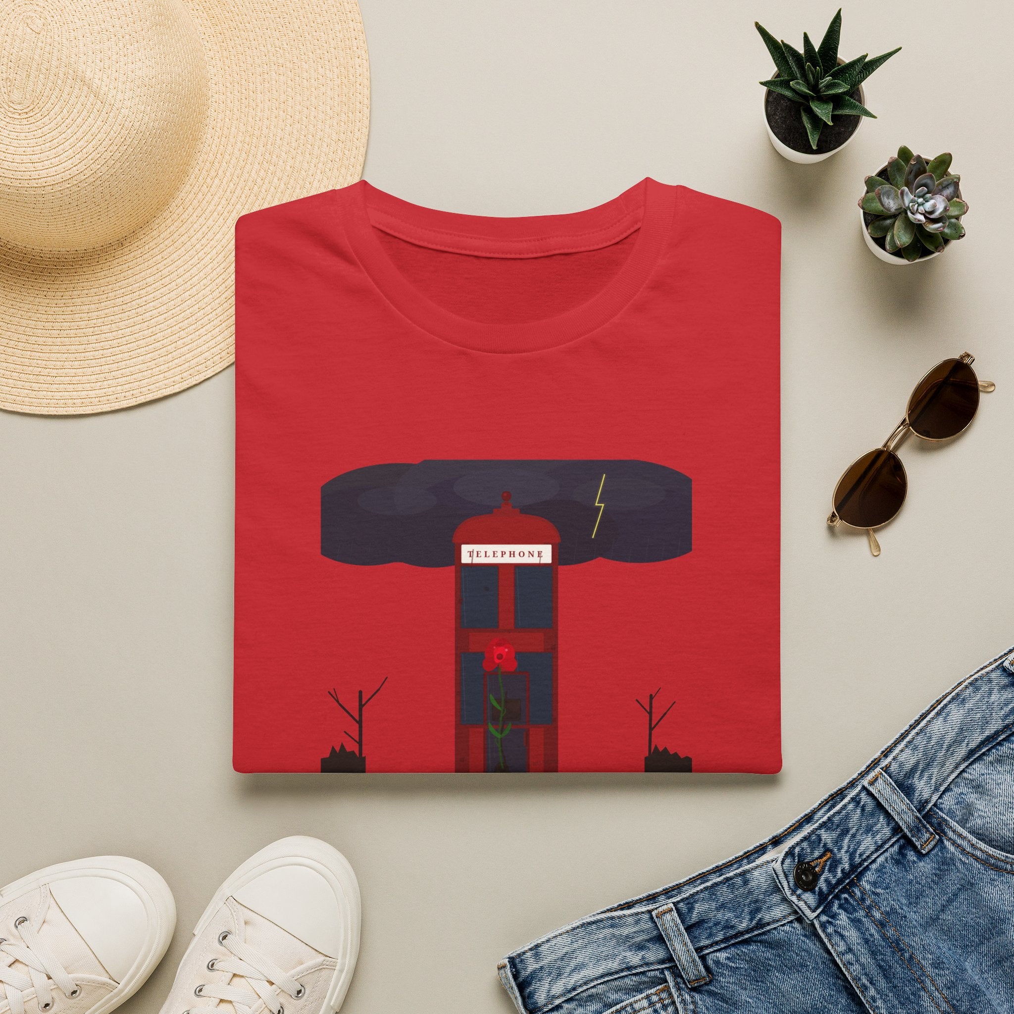 Vintage British Phone Booth T-Shirt — 'Telephone' Graphic Tee