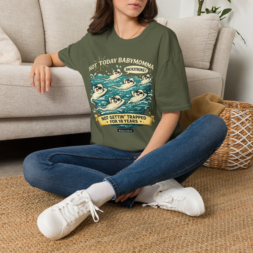 Backstroke Sloths T-Shirt — Cute Retro Swimming Sloth Design ("Backstroke! Not Today Harassment")