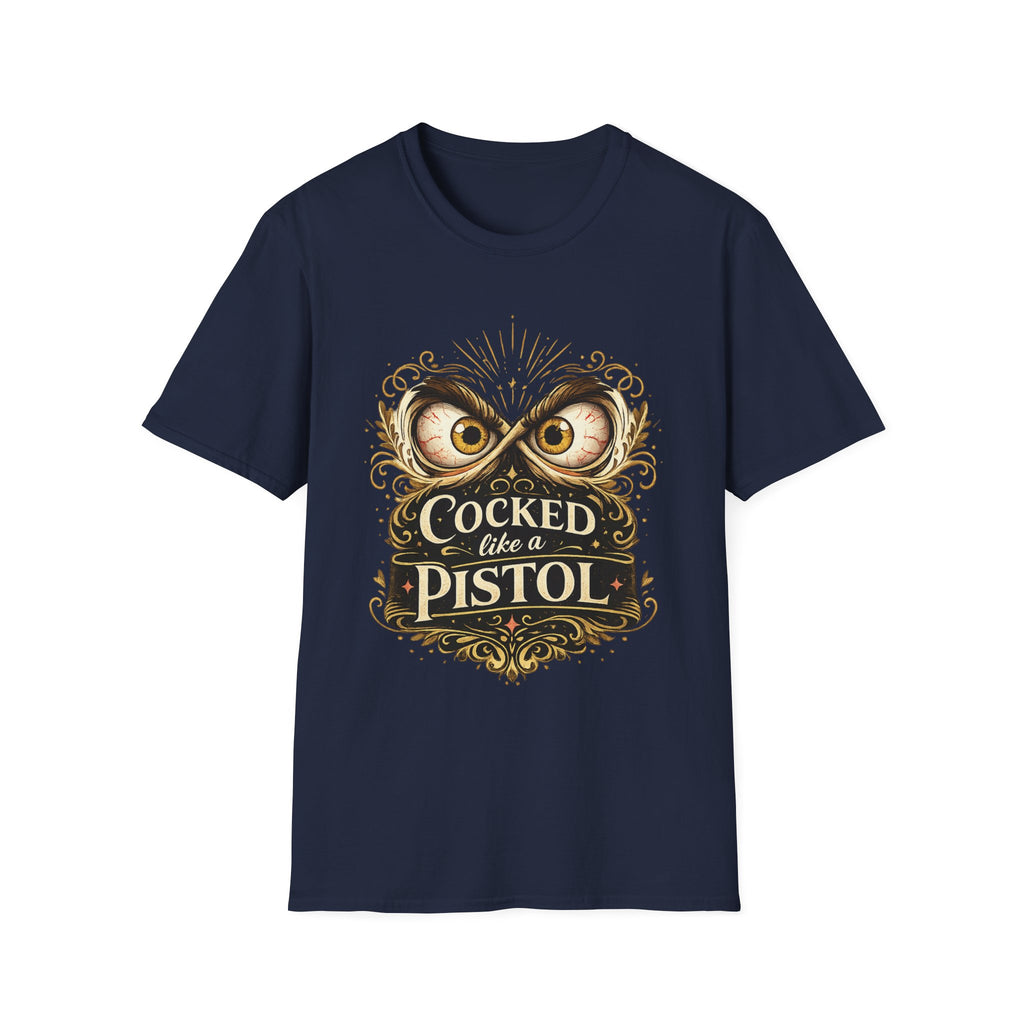 T-Shirt — "Cocked Like a Pistol" Owl Graphic Tee