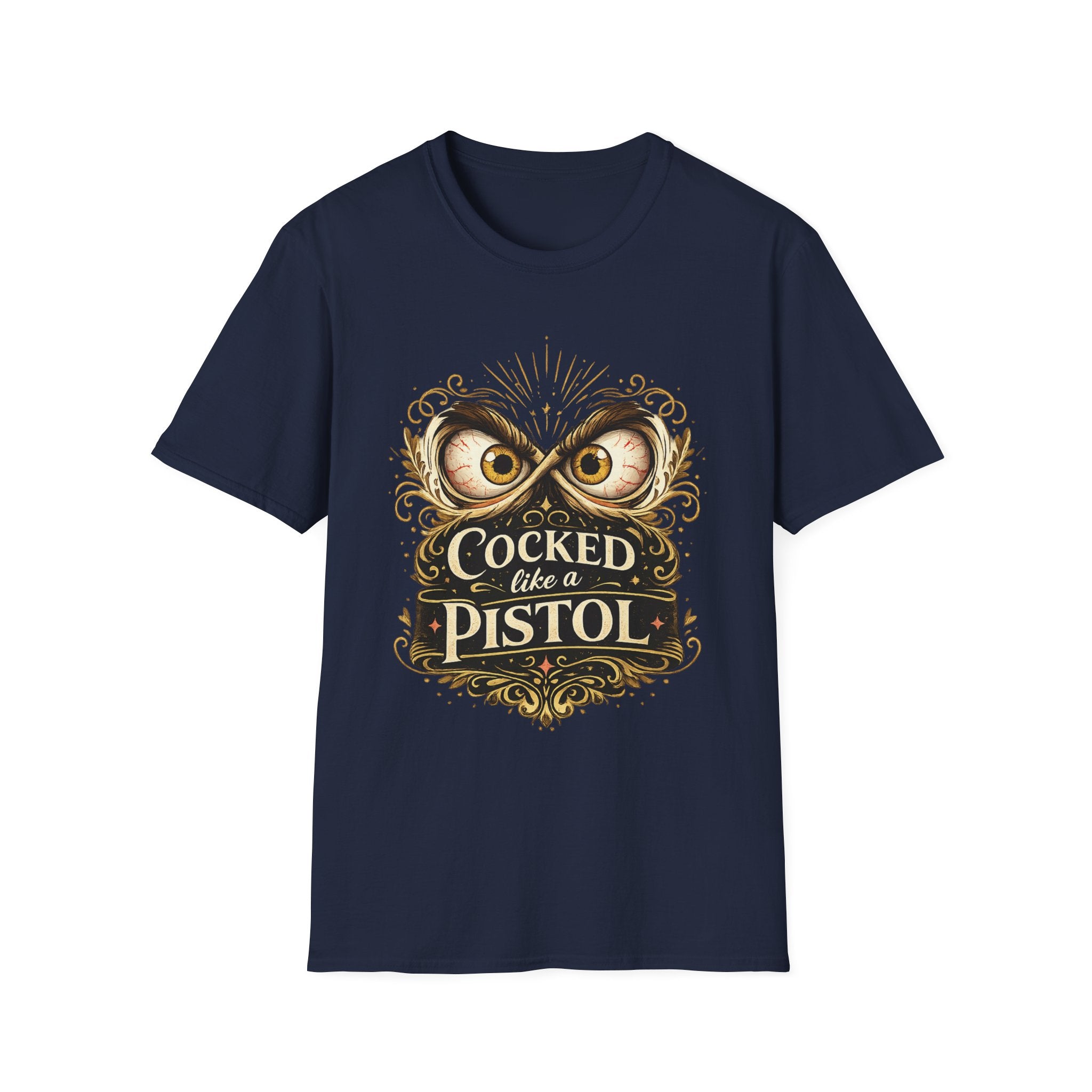 T-Shirt — "Cocked Like a Pistol" Owl Graphic Tee