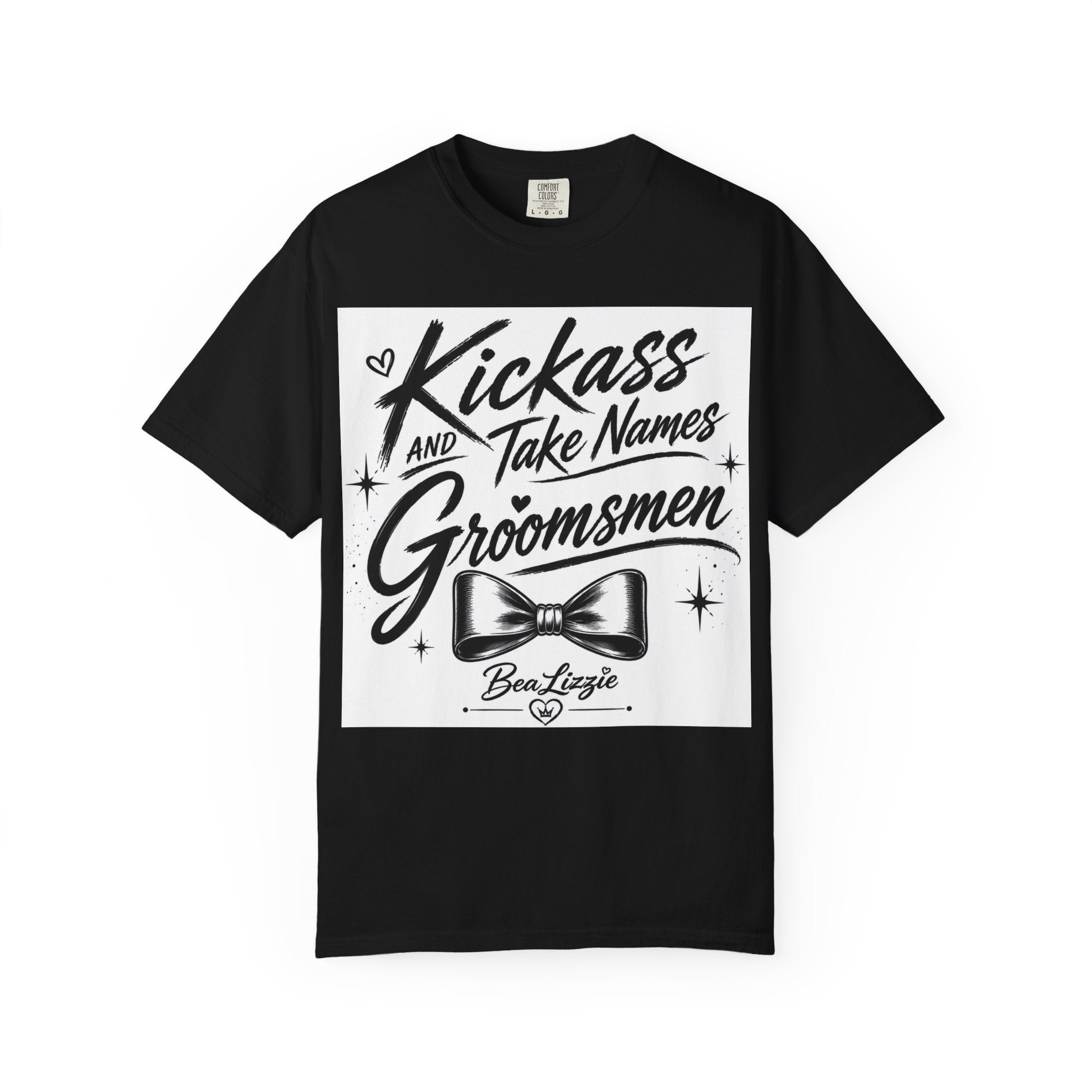 Groomsmen T‑Shirt — "Kickass and Take Names" Bow Tie Wedding Tee