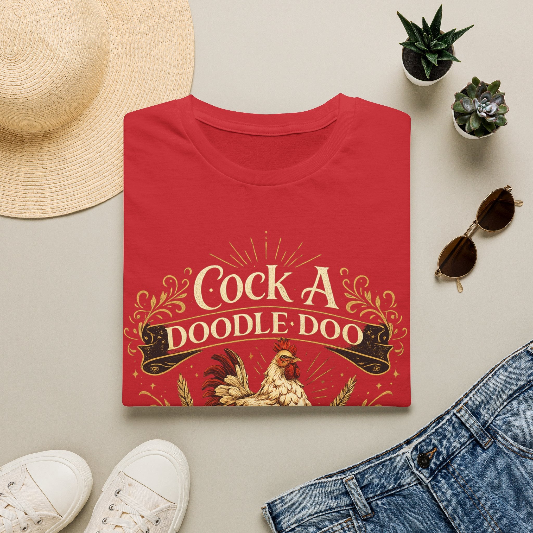 Cock A Doodle Doo T-Shirt — Funny Rooster Farmyard Graphic Tee