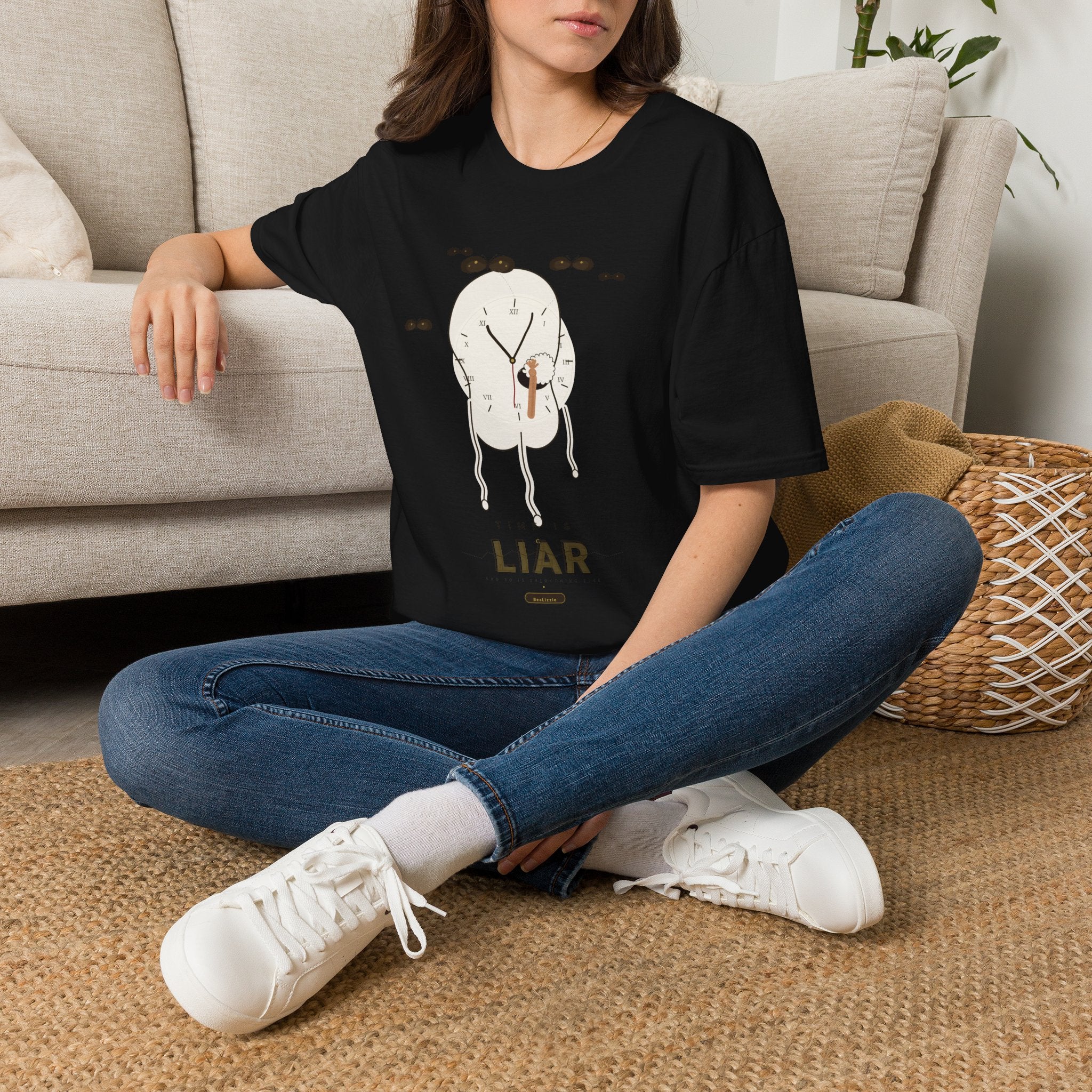 Liar Clock Graphic T‑Shirt — Quirky Surreal Illustration Tee