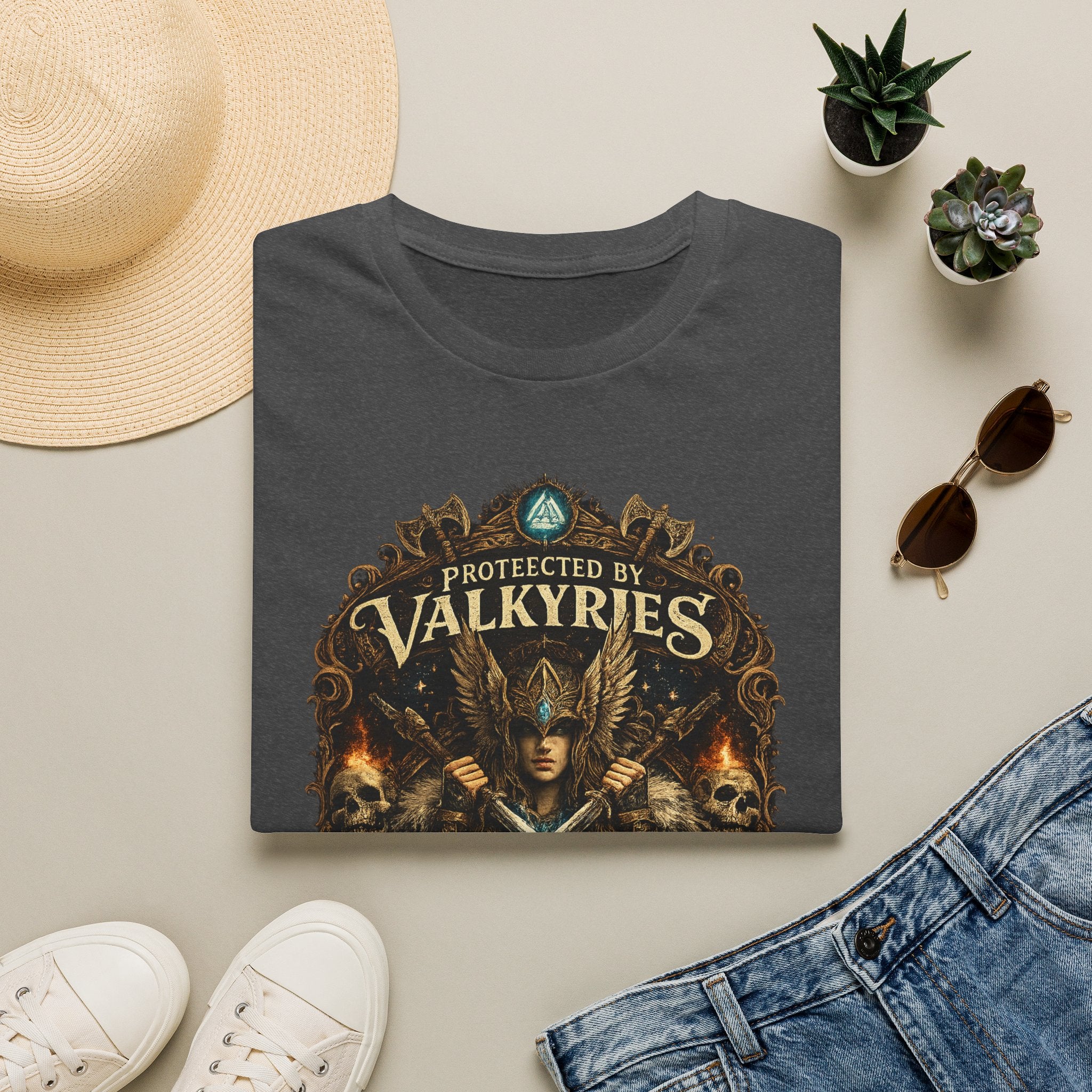 Valkyries T‑Shirt — "Protected by Valkyries" Norse Warrior Tee
