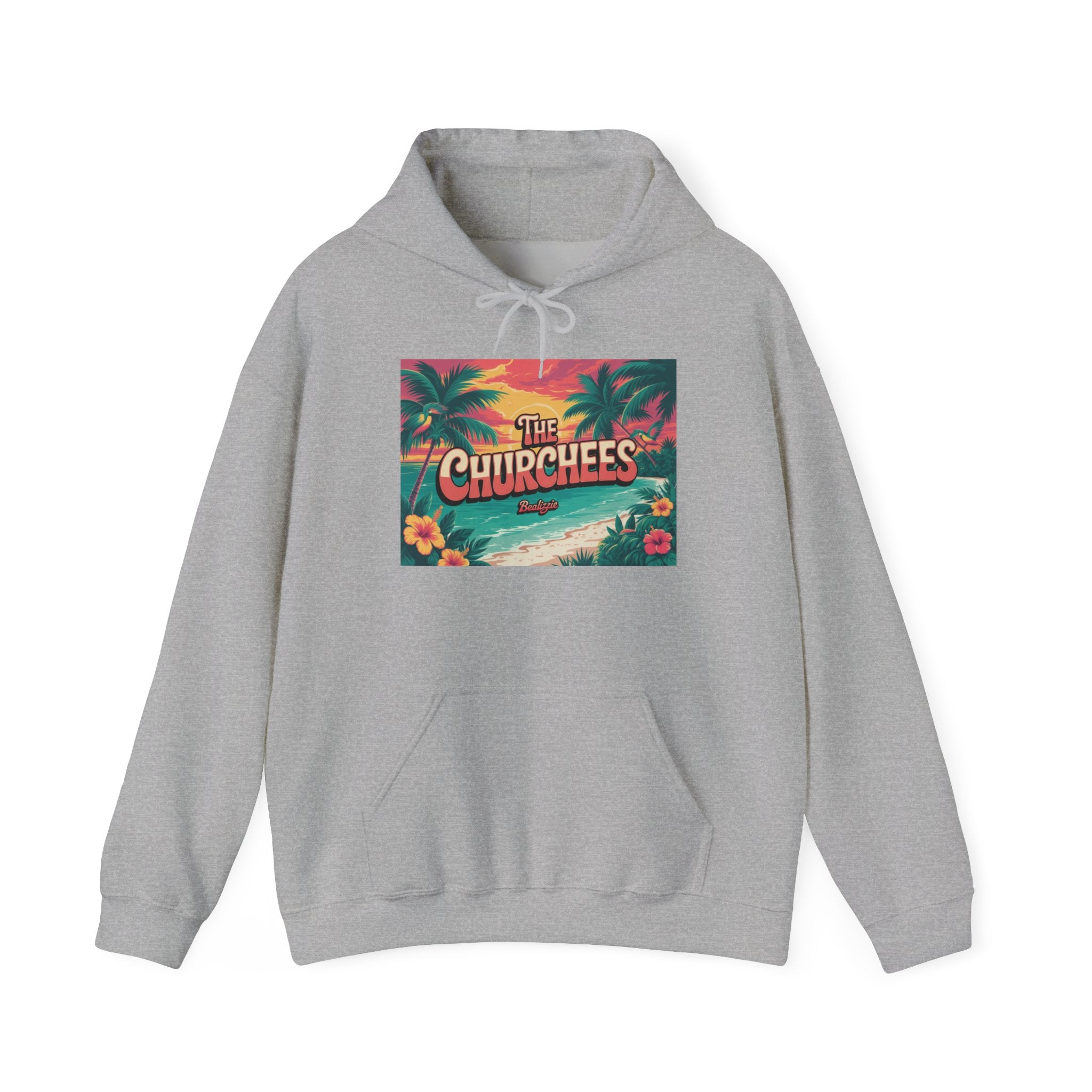 Le sweat à capuche Churchees Tropical Beach – Sweat-shirt graphique rétro Palm Sunset