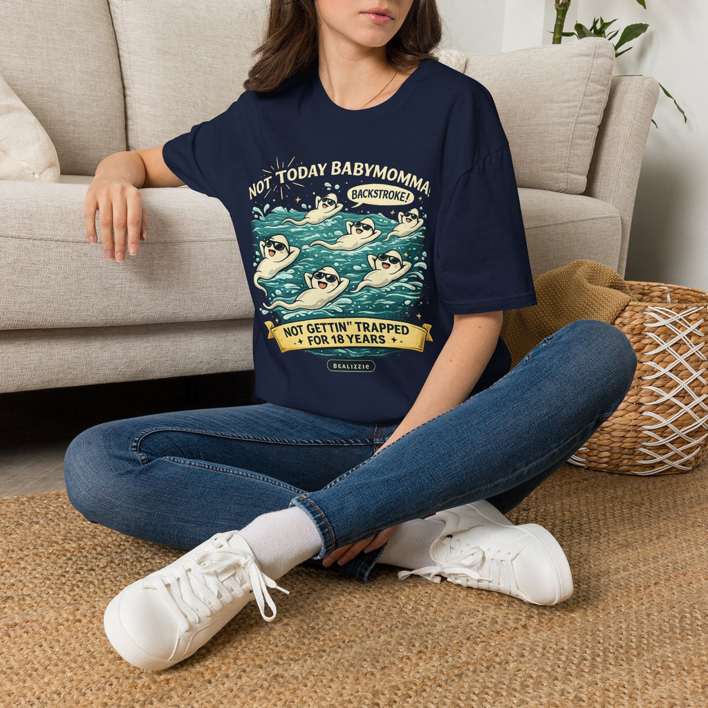 Backstroke Sloths T-Shirt — Cute Retro Swimming Sloth Design ("Backstroke! Not Today Harassment")