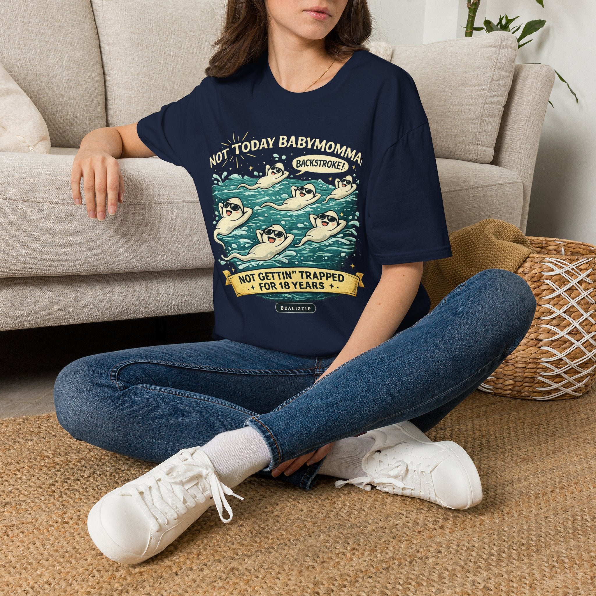 Backstroke Sloths T-Shirt — Cute Retro Swimming Sloth Design ("Backstroke! Not Today Harassment")