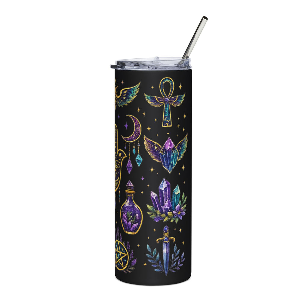 Mystic Symbols 20oz Stainless Tumbler — Hamsa, All-Seeing Eye & Moon Magic