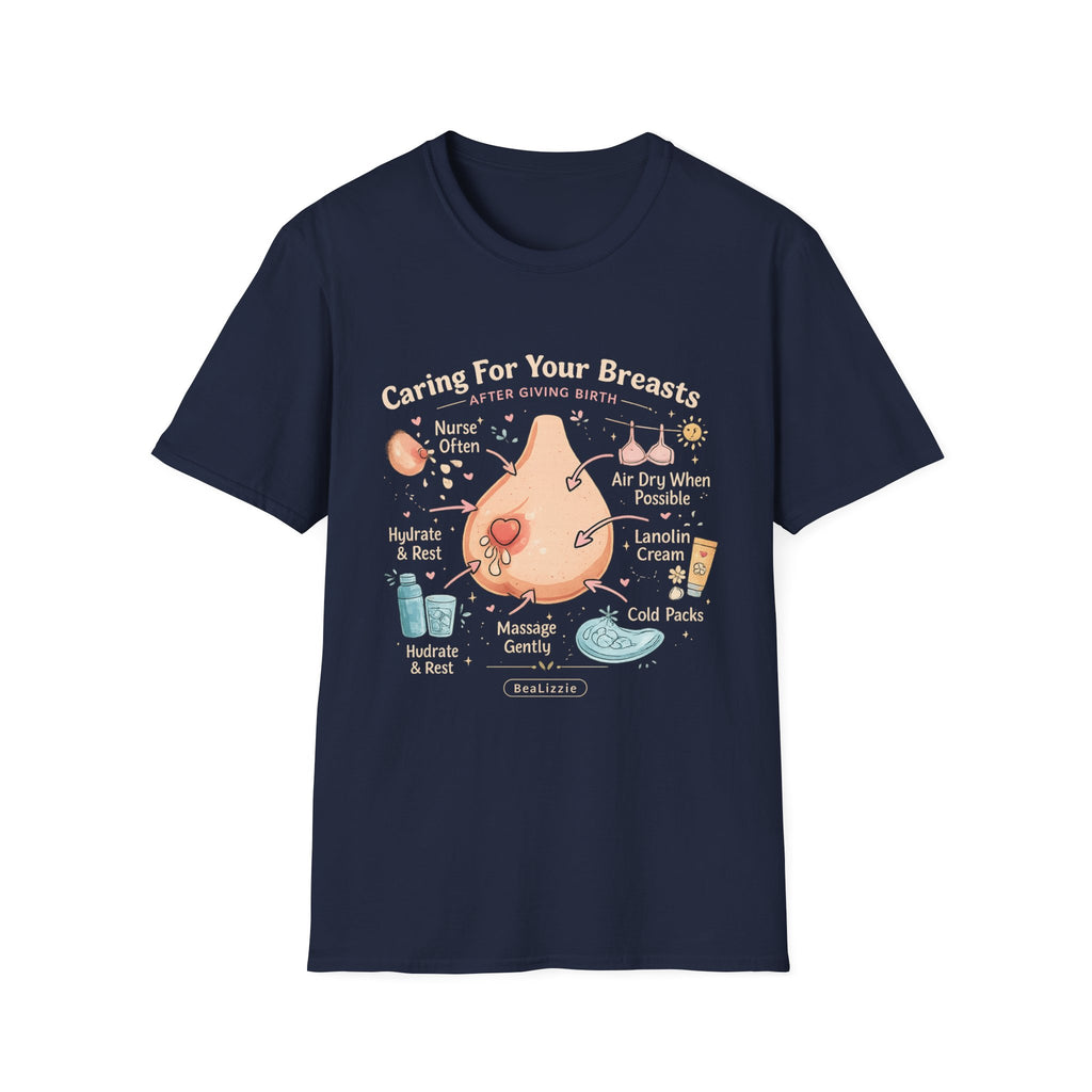 Breastfeeding Care T-Shirt — Caring For Your Breasts Nursing Guide Tee