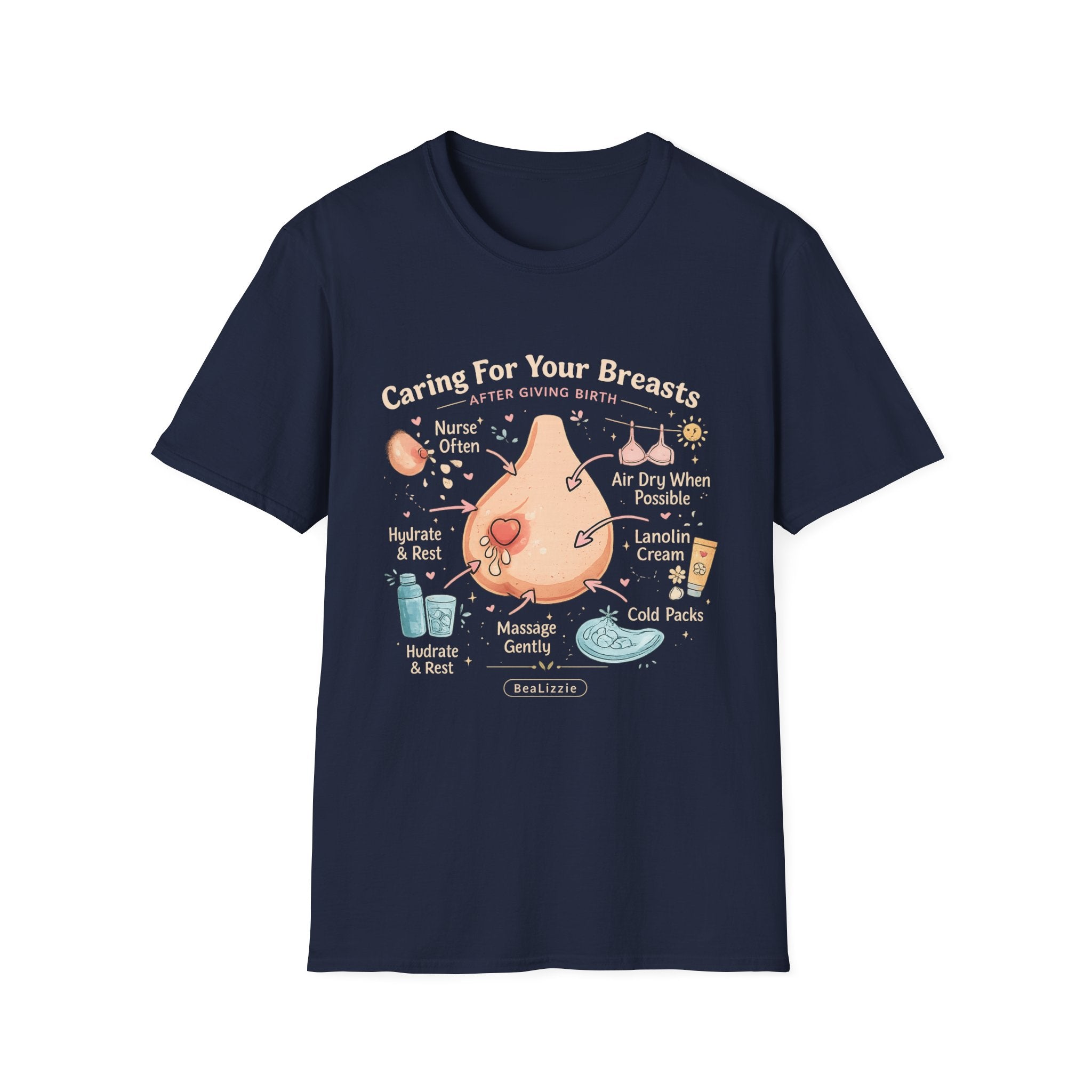 Breastfeeding Care T-Shirt — Caring For Your Breasts Nursing Guide Tee