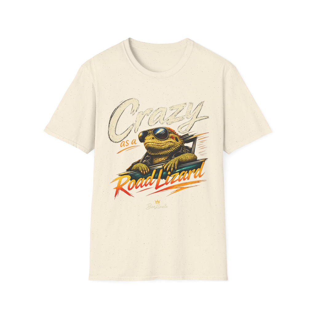 Crazy Road Lizard T-Shirt — Retro Graphic Tee with Sunglasses Lizard
