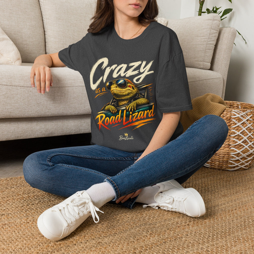 Crazy Road Lizard T-Shirt — Retro Graphic Tee with Sunglasses Lizard