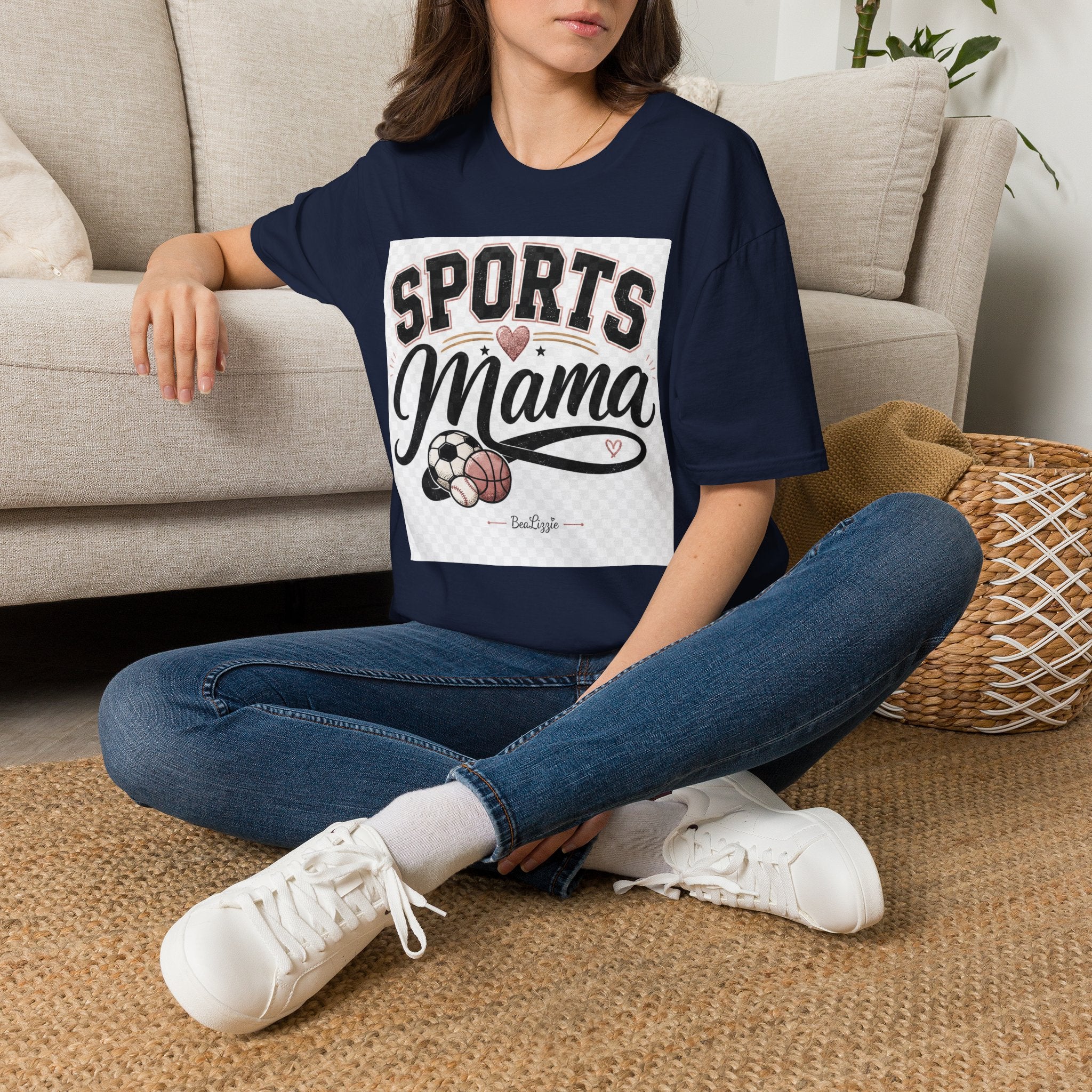 Sports Mama T‑Shirt — Cute Athletic Mom Tee with Heart & Ball Design